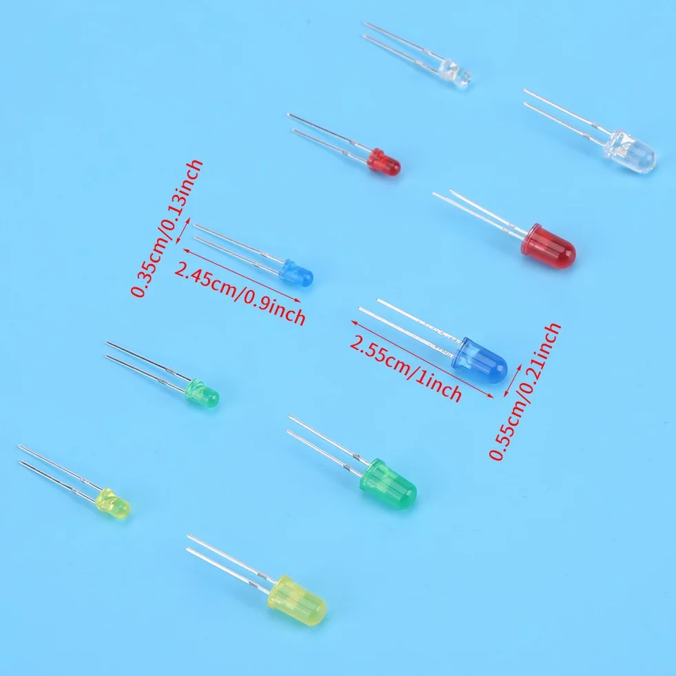 Zestaw 200 Sztuk Mini Diody LED 3mm 5mm 5 Kolorów 2 Pin Okrągły Rozproszone