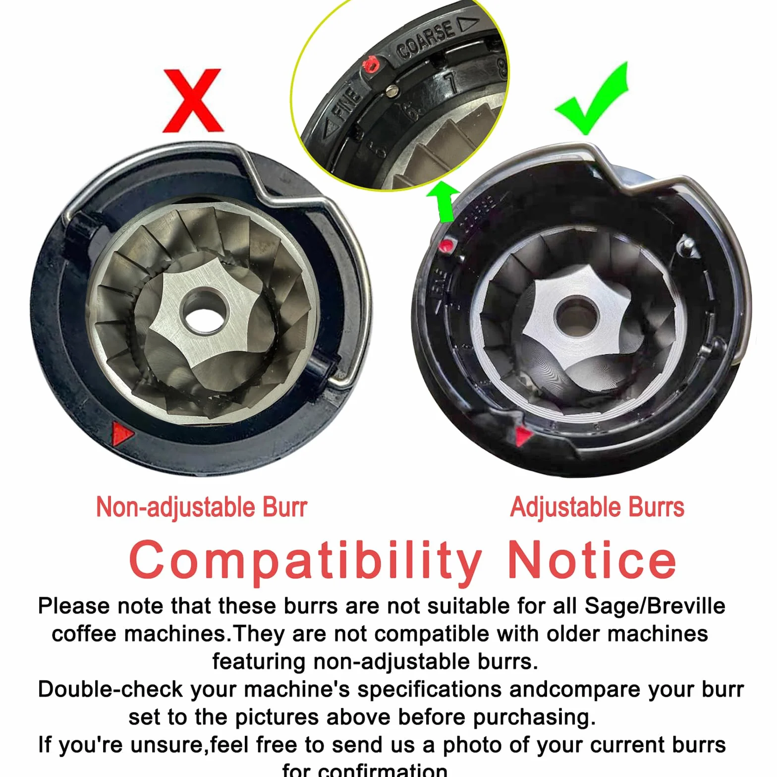 Conical Grinder Burr Set zamiennik - kompatybilny z Breville/Sage BES995/BES980XL/BES990/BES880/BES881/BES878 Espresso Machines (From 1926 PDC)