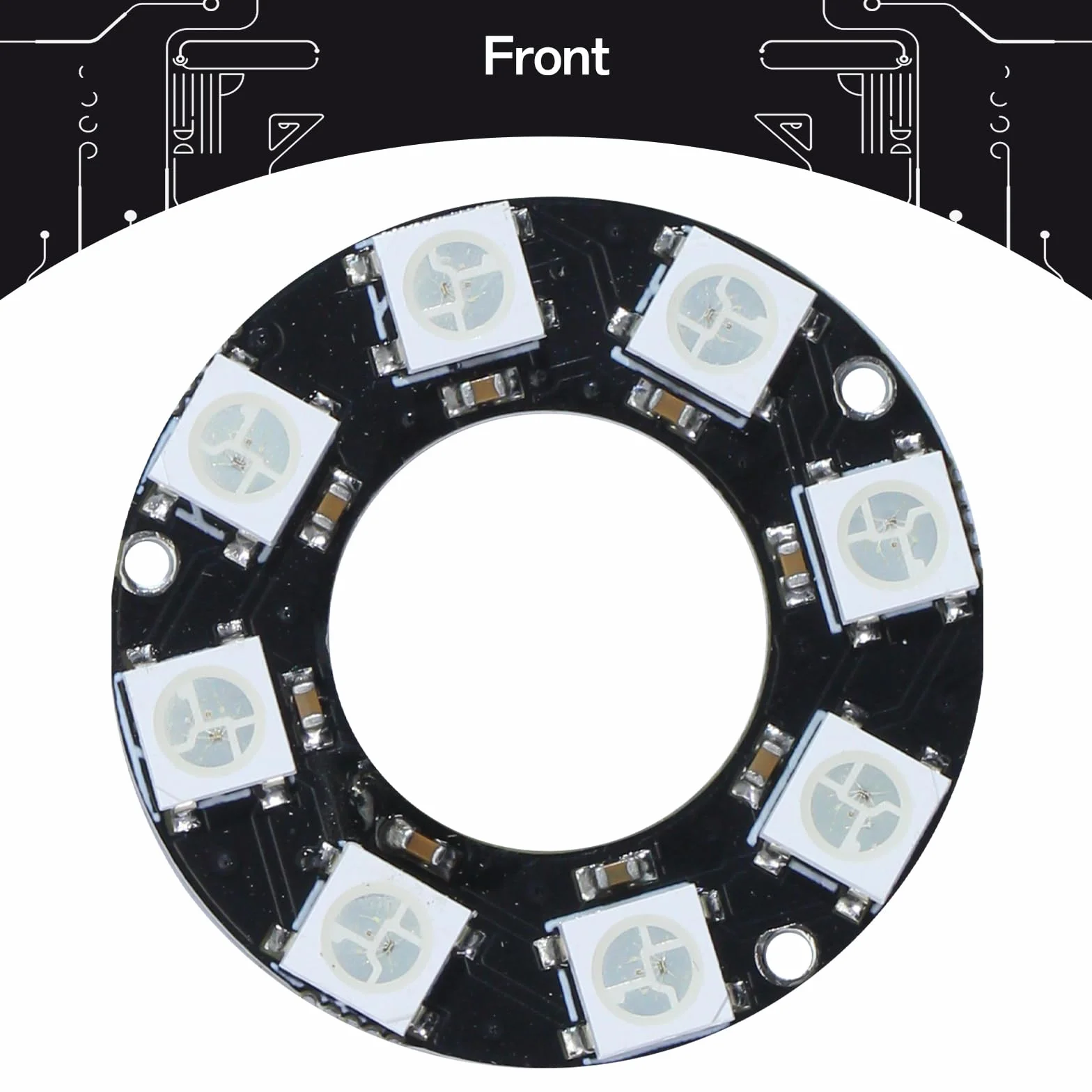 CUQI WS2812 RGB LED pierścień 8-bitowy 50 mm do Arduino Raspberry Pi czarny 3 szt.