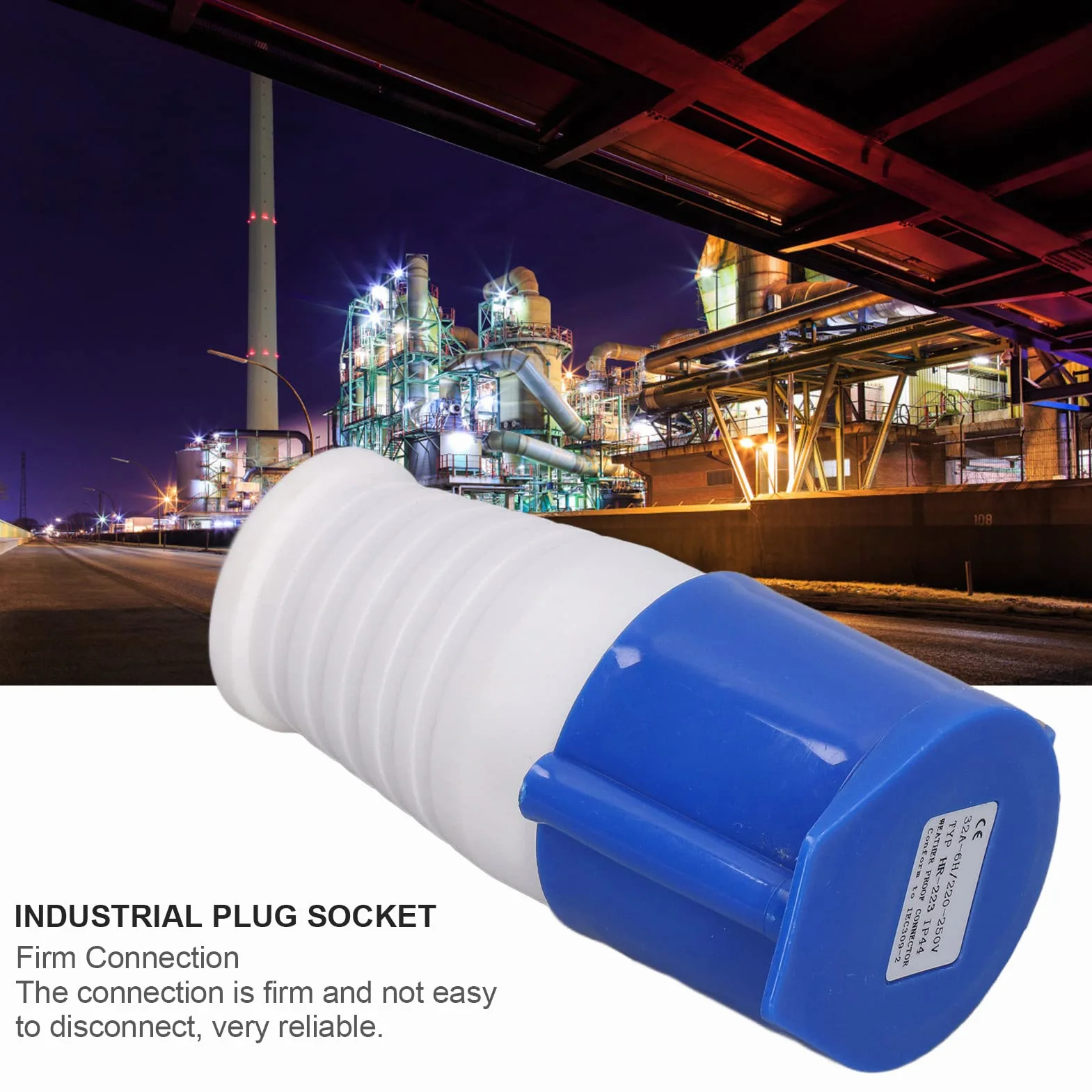 Gniazdo Przemysłowe CEE Typ 3 32A IP44 Złącze Zasilania 220-250V Kolor Niebieski HR-223 Industrialne Gniazdo CEE