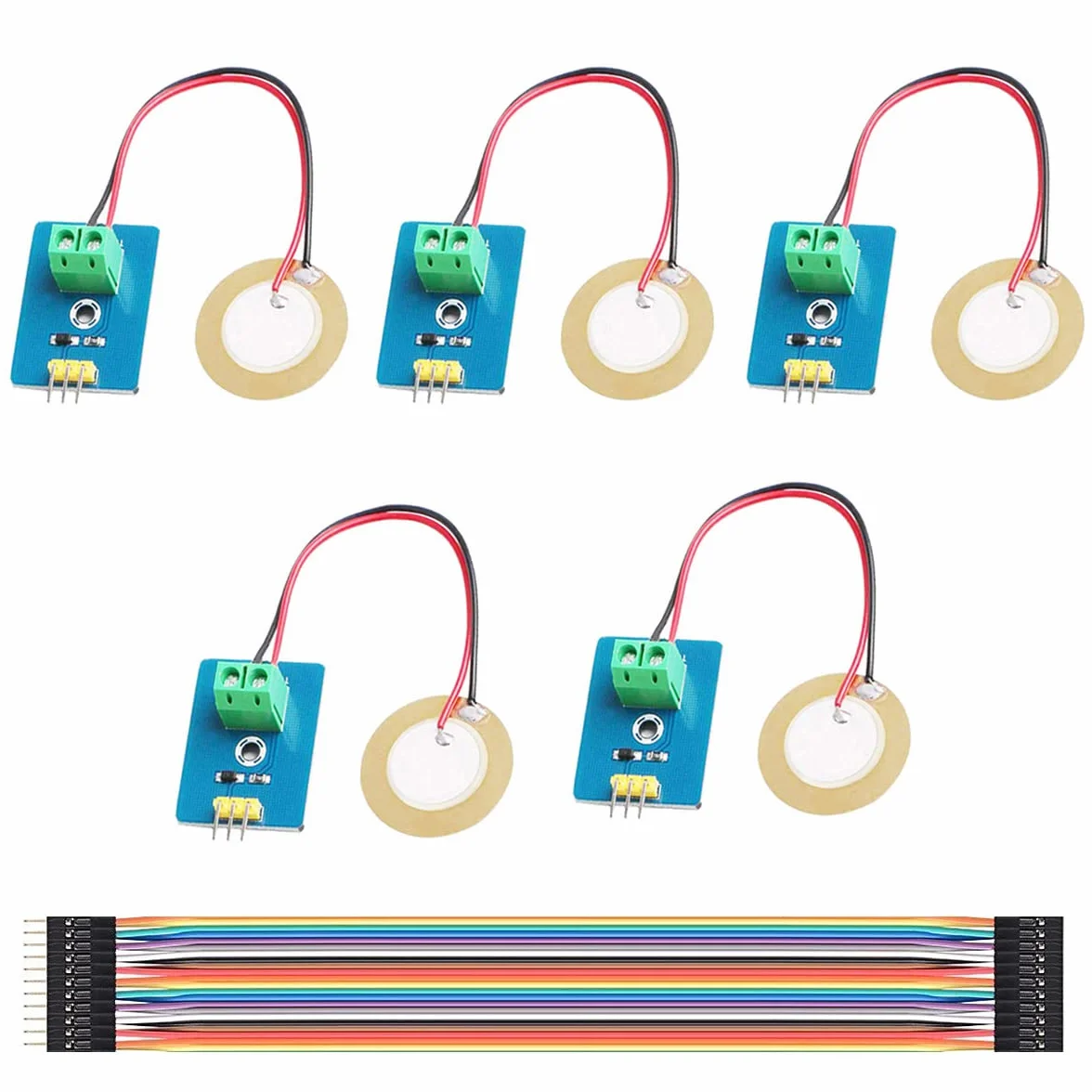Piezoelektryczny czujnik wibracji 3,3 V/5 V moduł analogowy do Arduino + Kabel Dupont żeński 3-pin