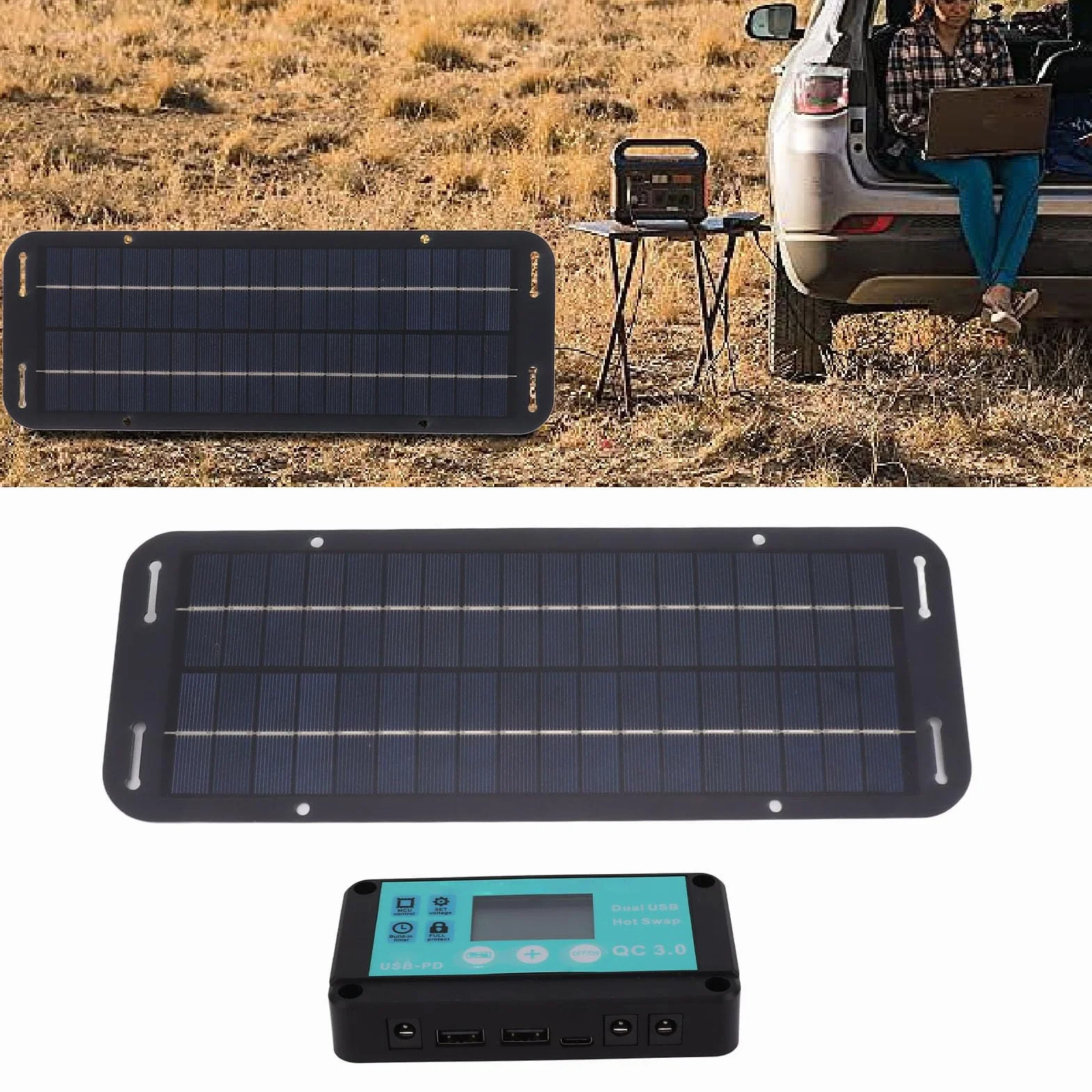 Zestaw Panelu Słonecznego 20W 12V 24V MPPT Wodoodporny Kontroler USB