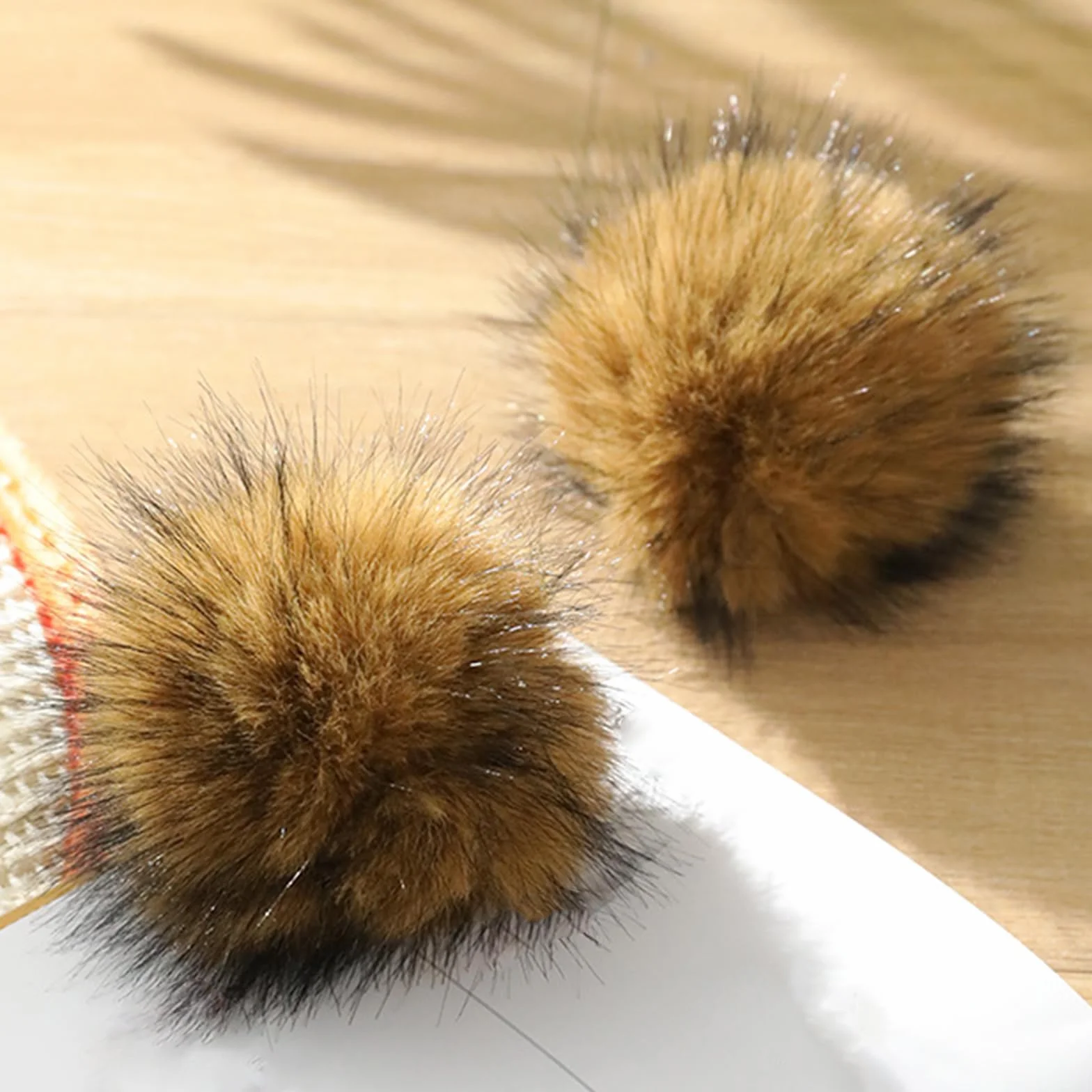 Zabawka dla kota z futra królika, 3 szt., 8 cm, gigantyczne kulki z pomponami, interaktywna, zmywalna, miękka, dla kotów