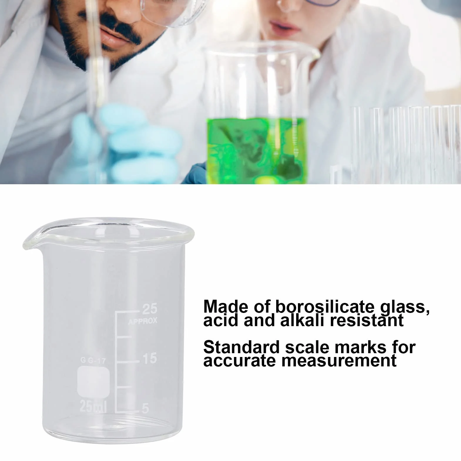 Zlewki Laboratoryjne Borokrzemianowe 25 ml Zestaw 10 szt. z podziałką