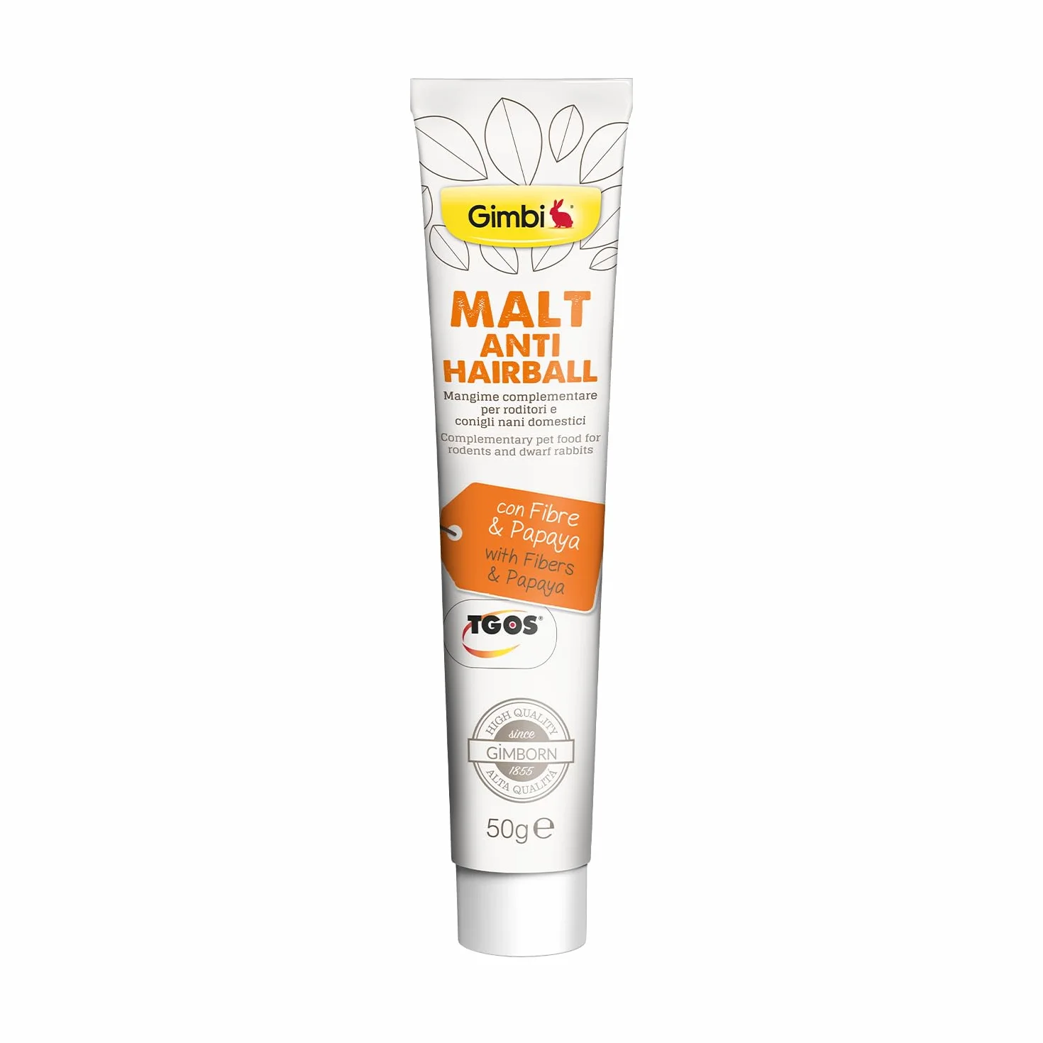 Gimbi Malt Anti-Hairball pasta - Zdrowy smakołyk dla gryzoni ze słodem i błonnikiem dla wspomagania trawienia - 1 tubka (1 x 50 g)