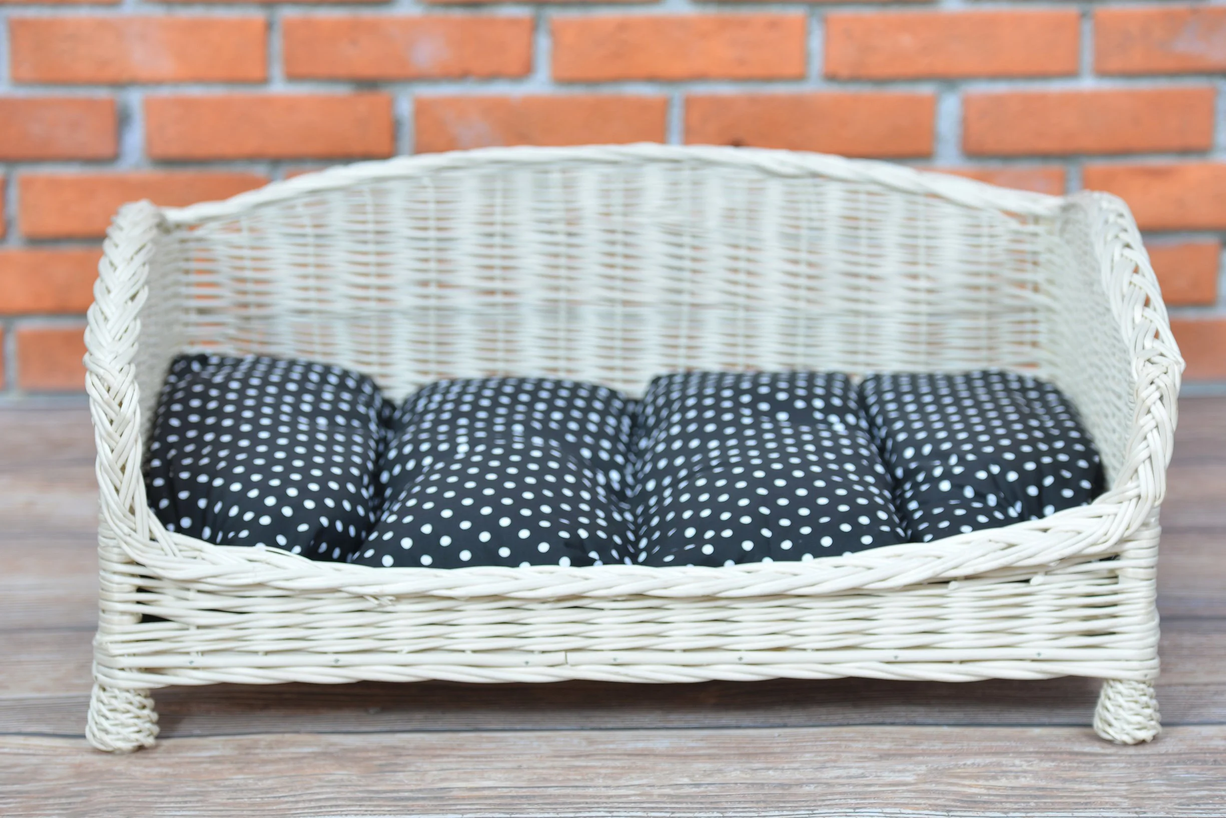 e-wicker24 Kosz dla zwierząt/kosz dla psa z wikliny, kanapa z miękką poduszką, leżak dla zwierząt, magazyn dla kotów, legowisko dla psa, legowisko dla kota