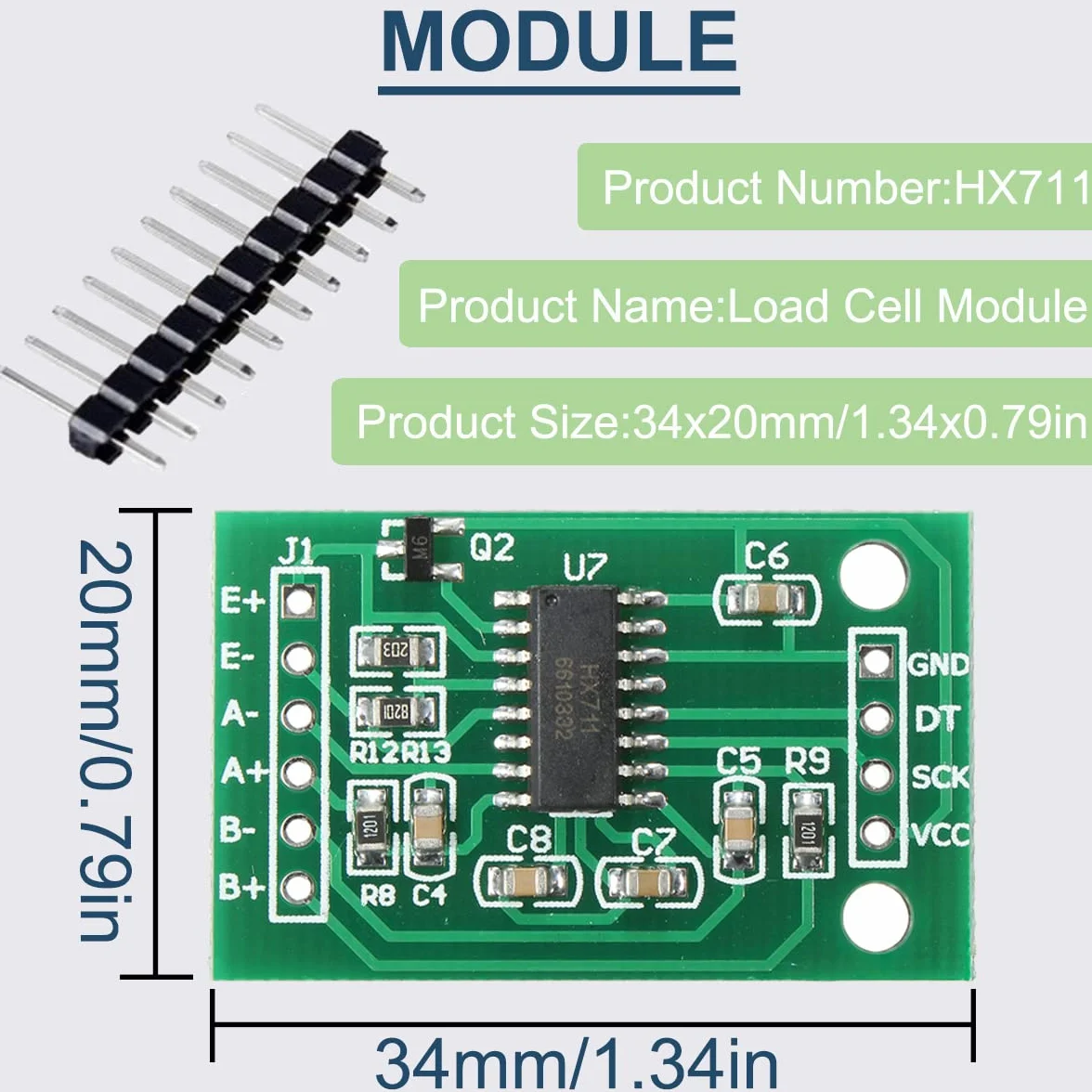 HX711 Zestaw modułów ADC z czujnikiem ciężaru 5 kg do wagi elektronicznej