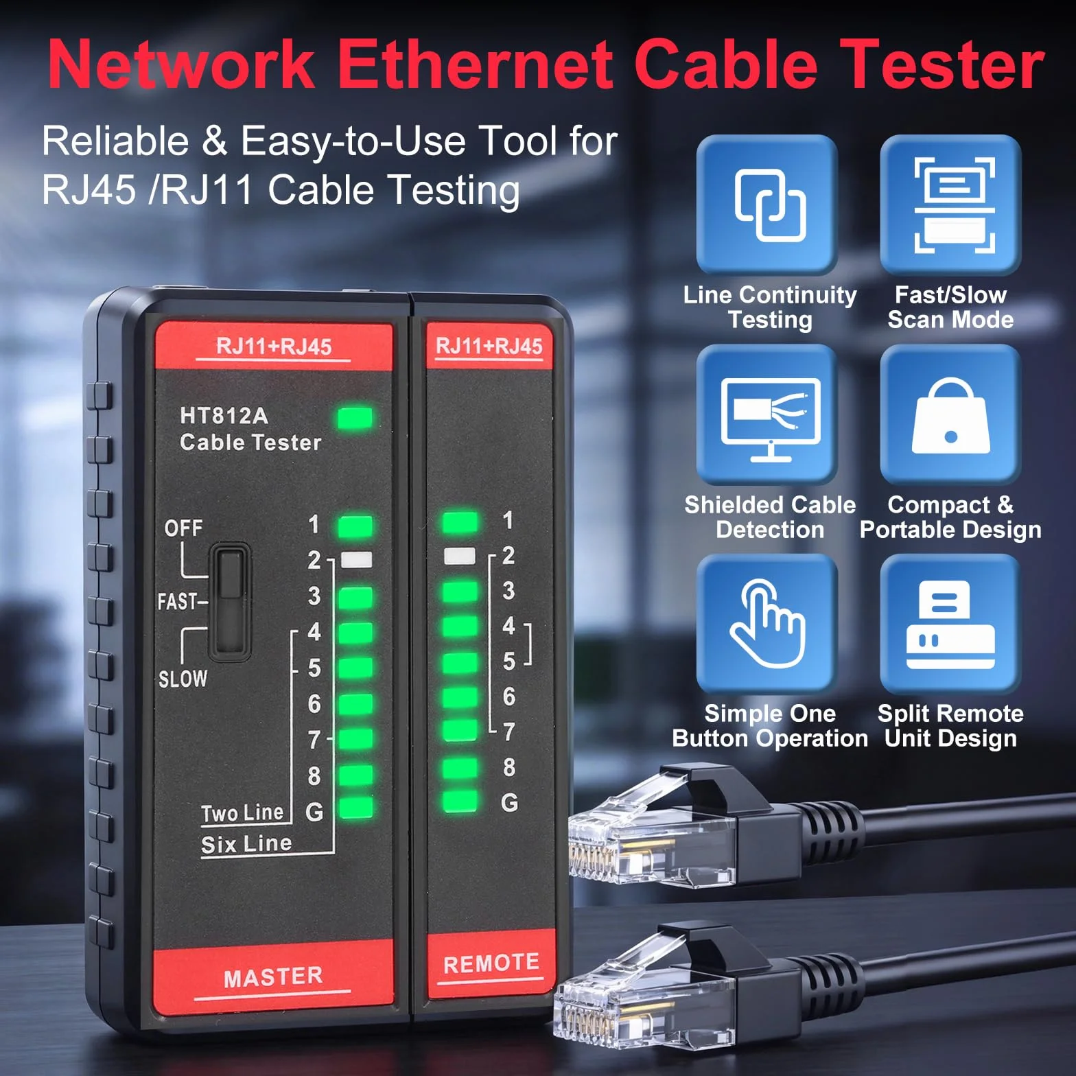 VOBOR RJ45 LAN Tester sieci RJ11 CAT7 CAT6 CAT5E CAT5 Ethernet kabel tester przewodności