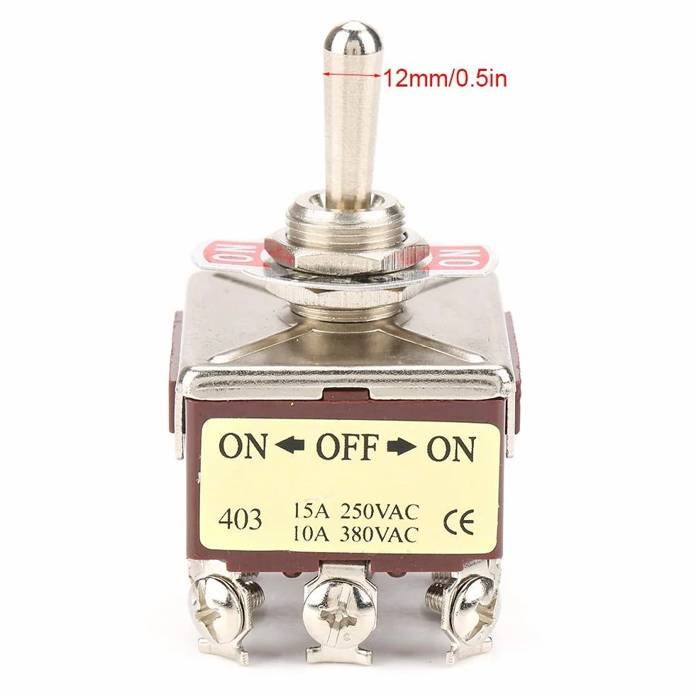 Przełącznik kołyskowy 4PDT ON-OFF-ON 3-pozycyjny 12mm 15A/250VAC 10A/380VAC