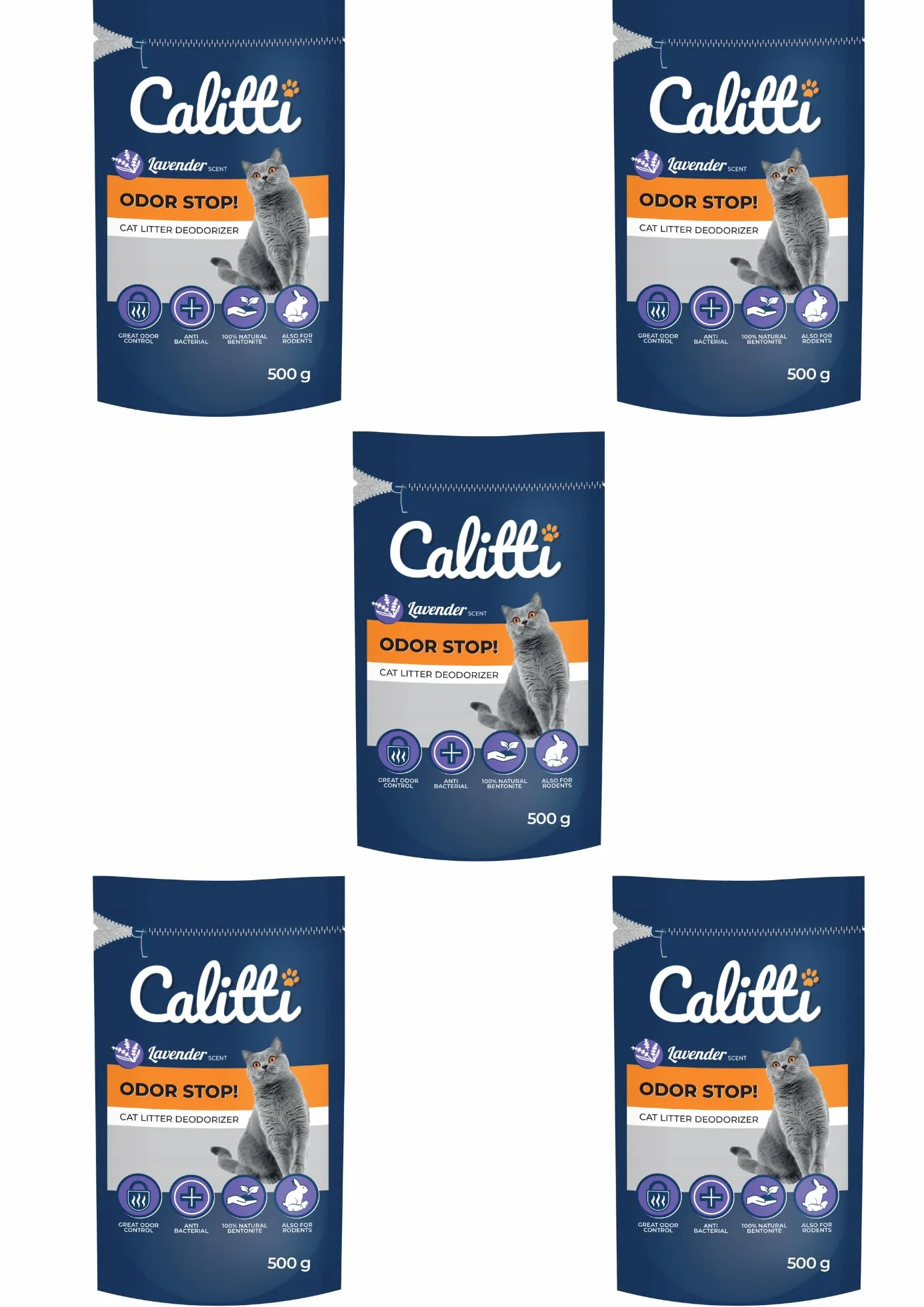 Calitti Neutralizator zapachów Odor Stop do kuwety 500g x 5