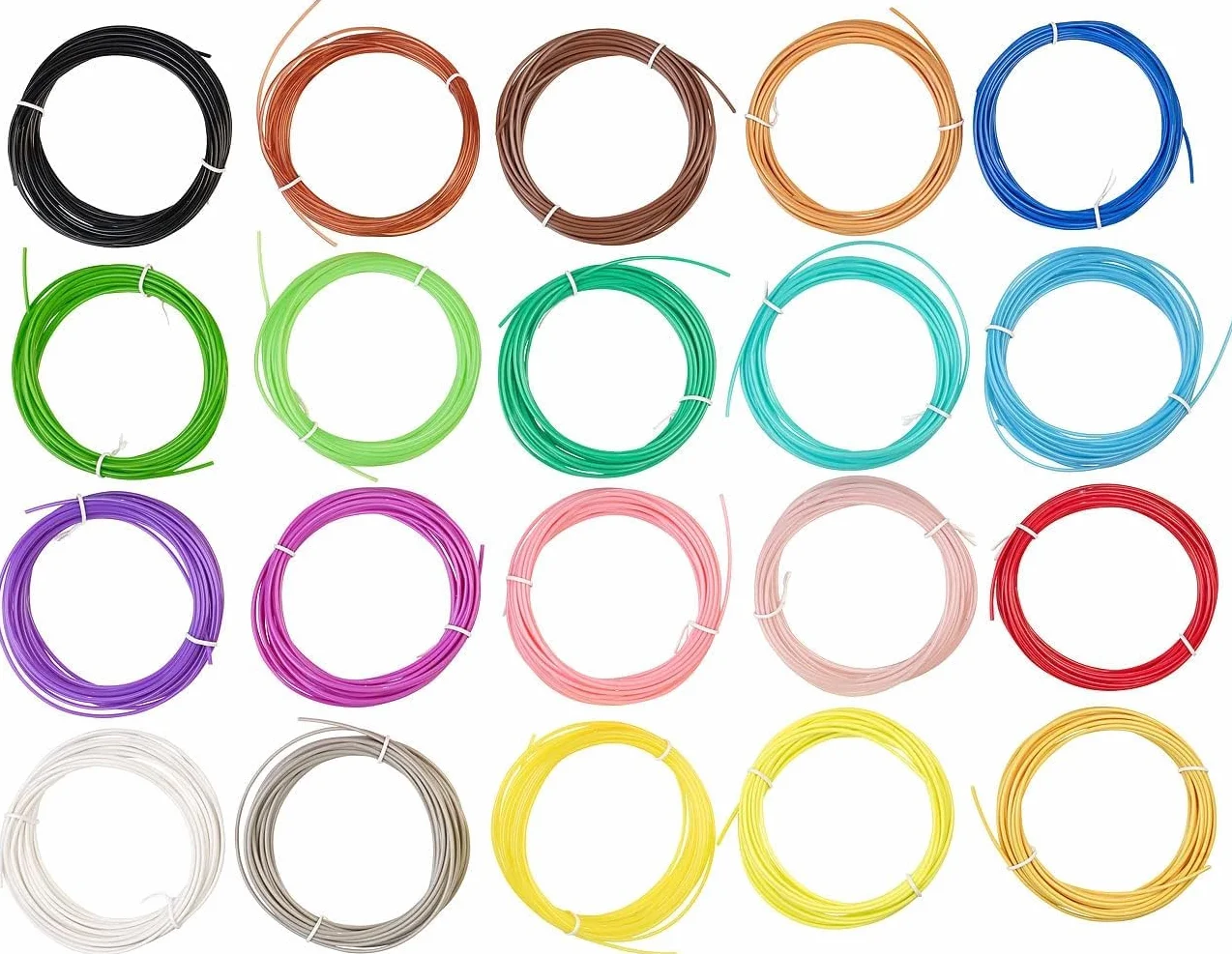Pióro 3D filament 100 m, filament PLA, 1,75 mm, 20 kolorów, każdy kolor, 5 metrów, łącznie 100 metrów