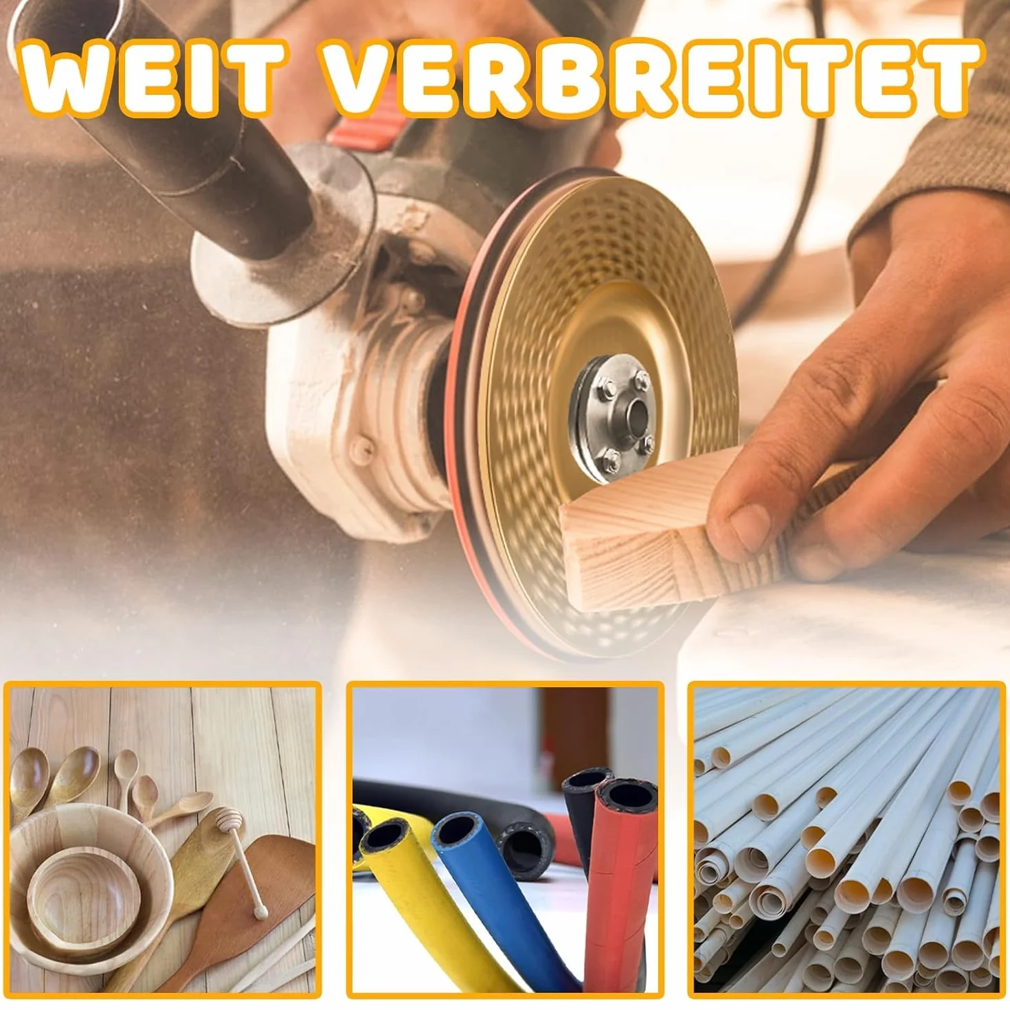 4 tarcze frezarskie do szlifierki kątowej do drewna 115/125 mm, szlifierki kątowe z 7/8 cala (22 mm) do szlifierek kątowych, do drewna, do szlifowania i cięcia (złote)