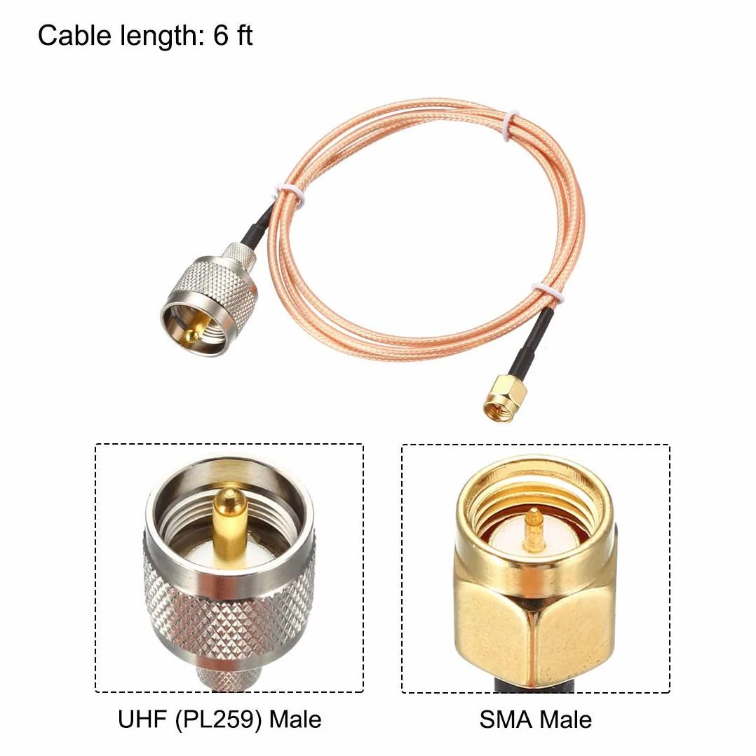 sourcing map SMA wtyczka UHF-PL-259 wtyk RG316 RF kabel koncentryczny 6 stóp