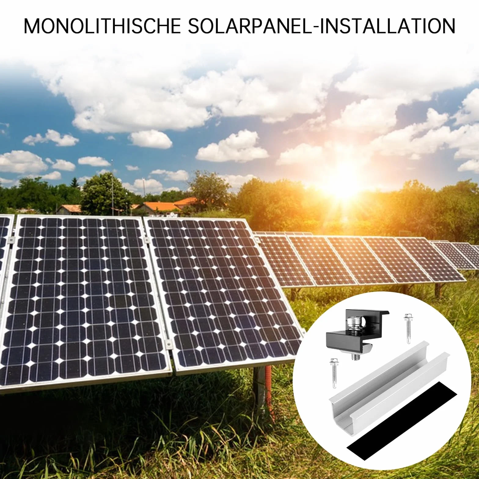 Zestaw montażowy PV do paneli słonecznych 12 cm, regulowany 30-35 mm, czarny anodowany