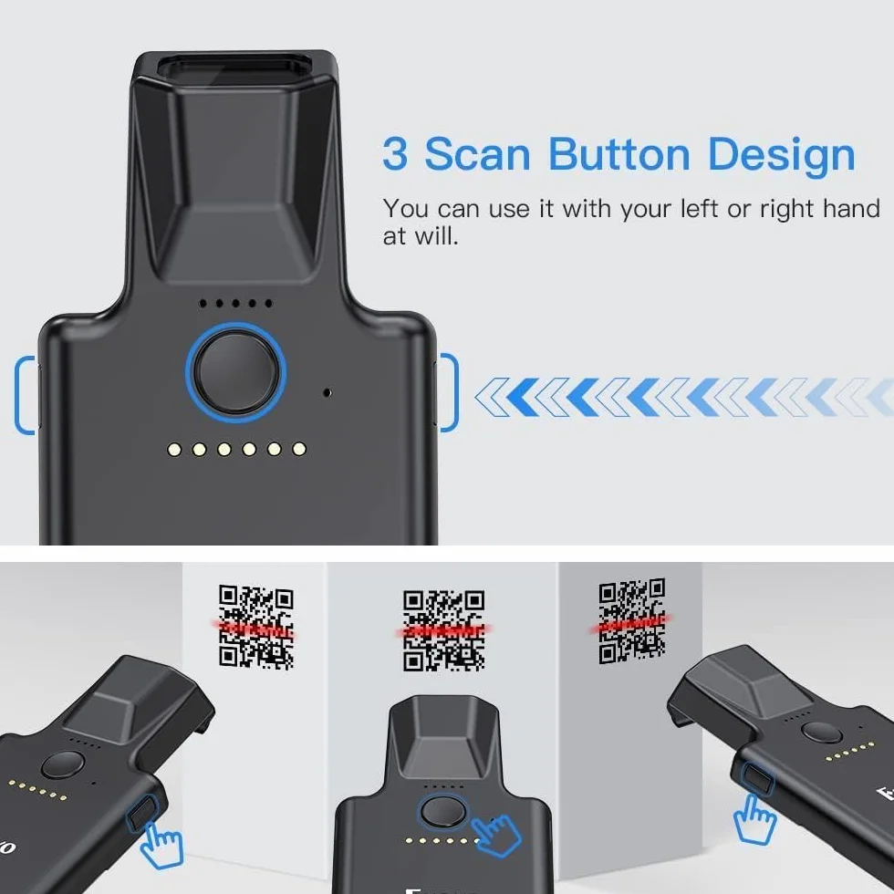 Eyoyo Skaner kodów kreskowych 2D Bluetooth bezprzewodowy czytnik kodów kreskowych 1D QR EY-017