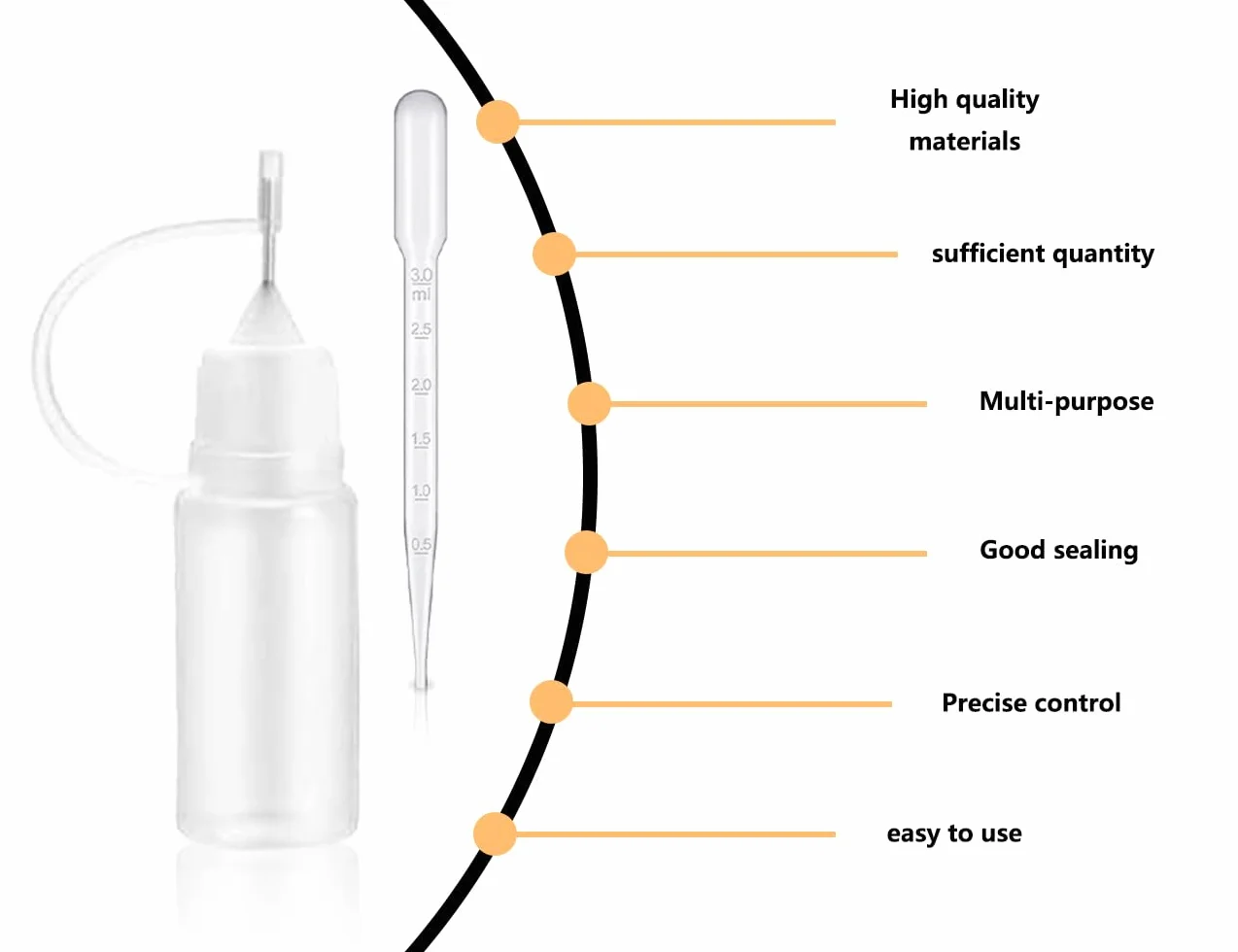 KAPSING 5 ml butelki z aplikatorem z końcówką igłową, 6 sztuk, z pipetą i lejkiem, przyrządy do majsterkowania, które pomagają przy nakładaniu kleju