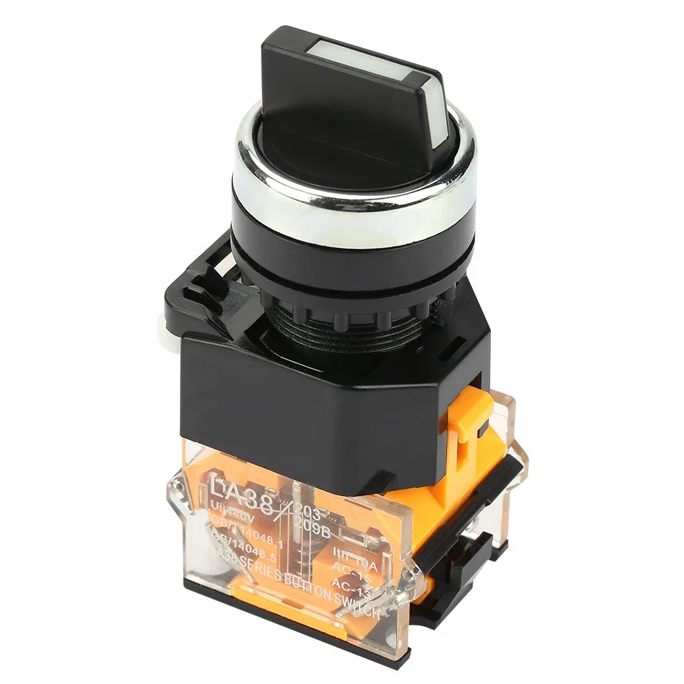 Przełącznik obrotowy 22MM LA38-11BX22 10A 220V/380V 2 pozycje 1NO 1NC automatyczny reset