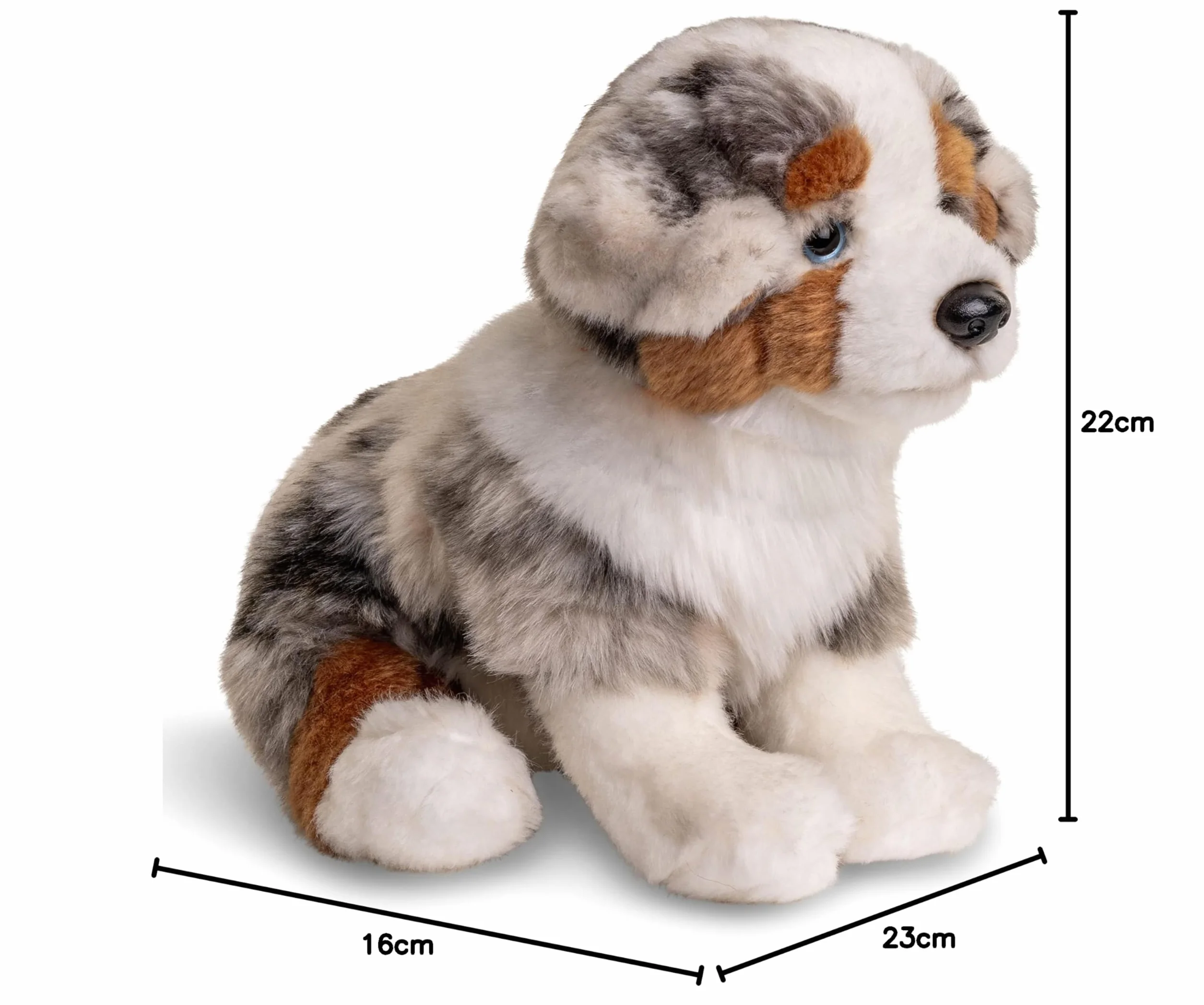 Uni-Toys - szczeniak australijski owczarek, siedzący (bez smyczy) - 22 cm (wysokość) - pluszowy pies, zwierzę domowe - pluszowe zwierzątko, przytulanka