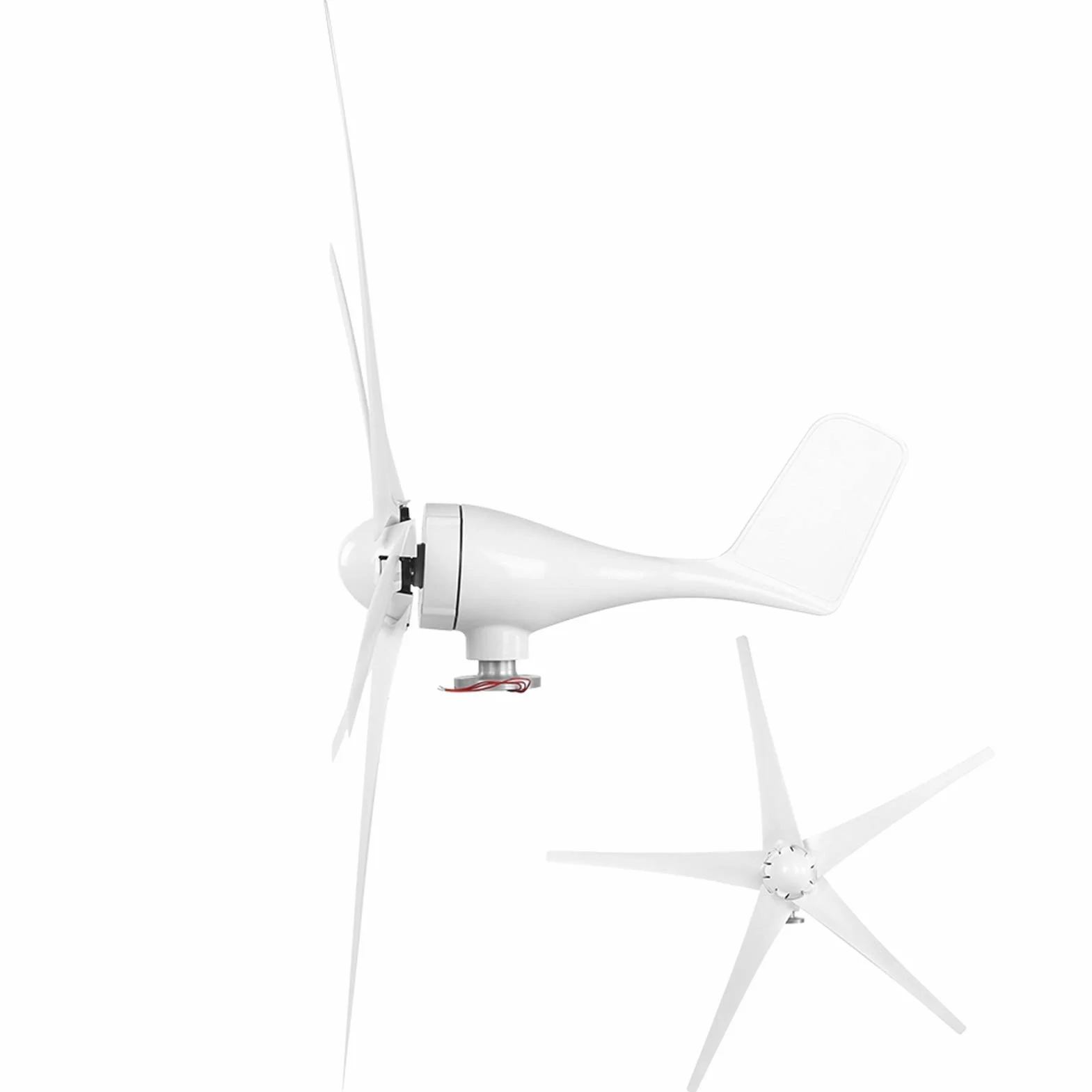 5-łopatkowy zestaw turbin wiatrowych, ostrze z włókna nylonowego, generator 800 W, automatyczna regulacja kąta kierunku wiatru (WHITE)