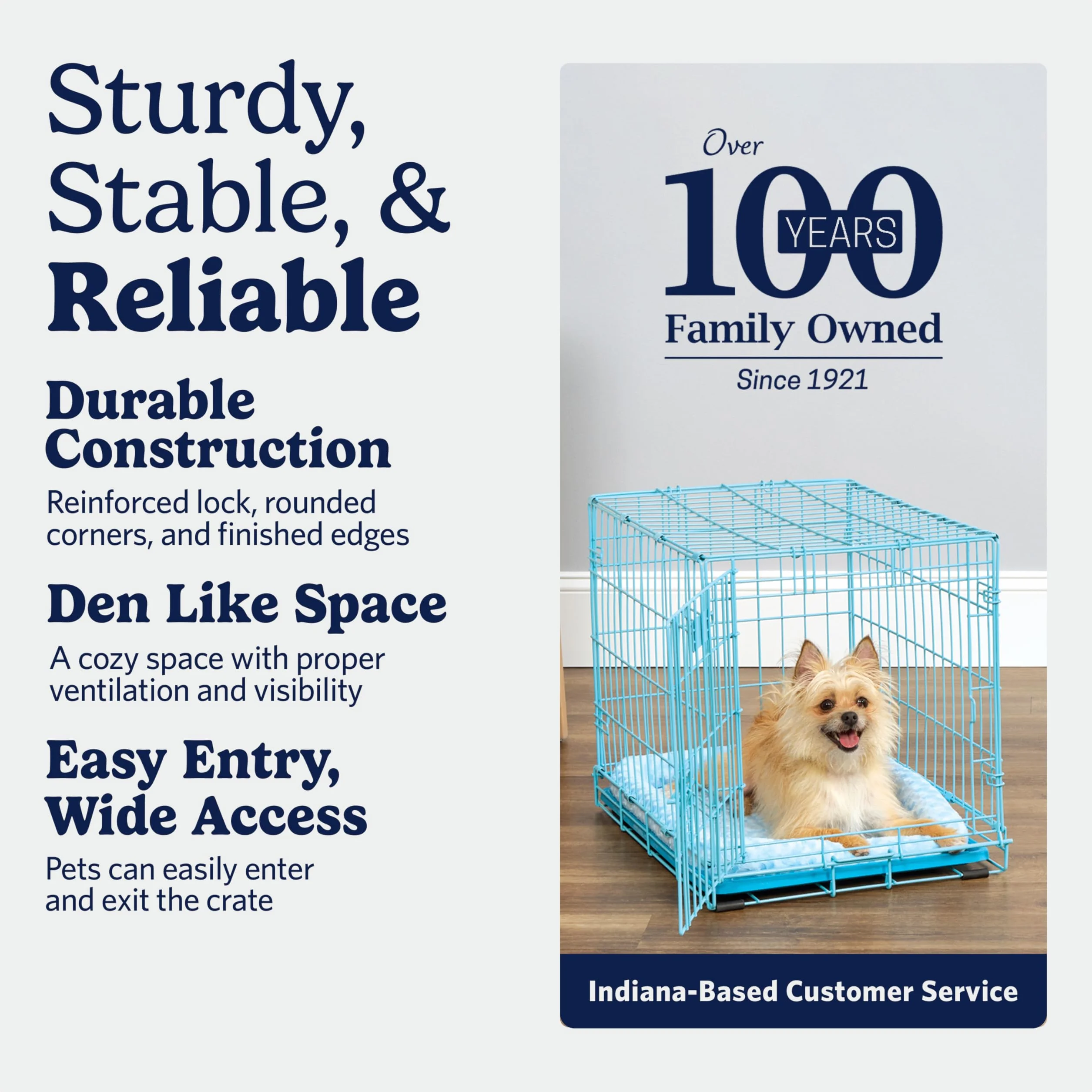 MidWest Homes for Pets Nowo ulepszona pojedyncza skrzynia dla psa iCrate o długości 60,96 cm, zawiera szczelną patelnię, nóżki chroniące podłogę, panel działowy i nowe opatentowane funkcje, niebieski,