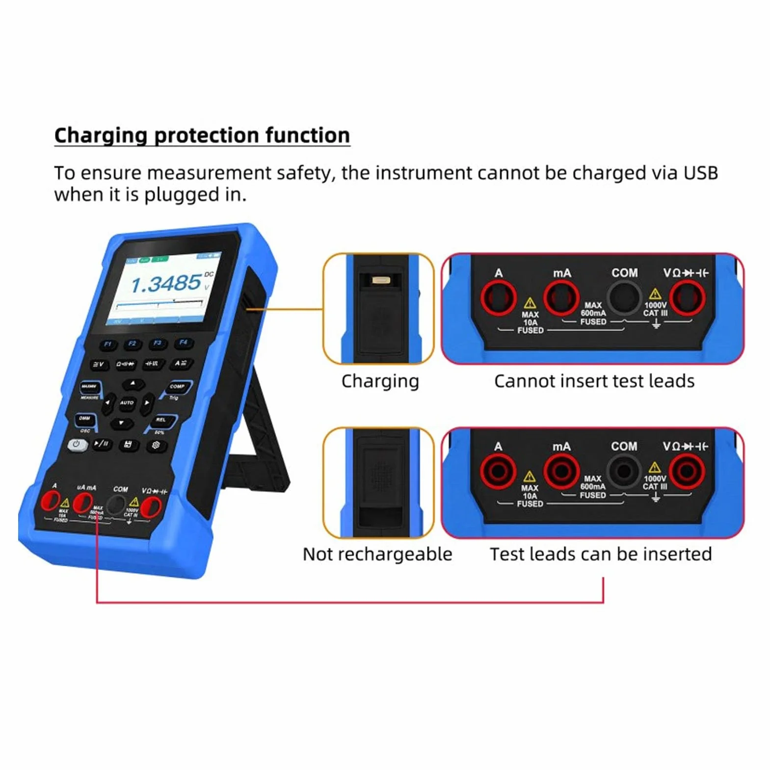 Oscyloskop Ręczny, 2,8 Cali LCD 1MHz Analogowy Multimetr Oscyloskopowy, 1000 V Tester Rezystora Prądu Napięcia DC