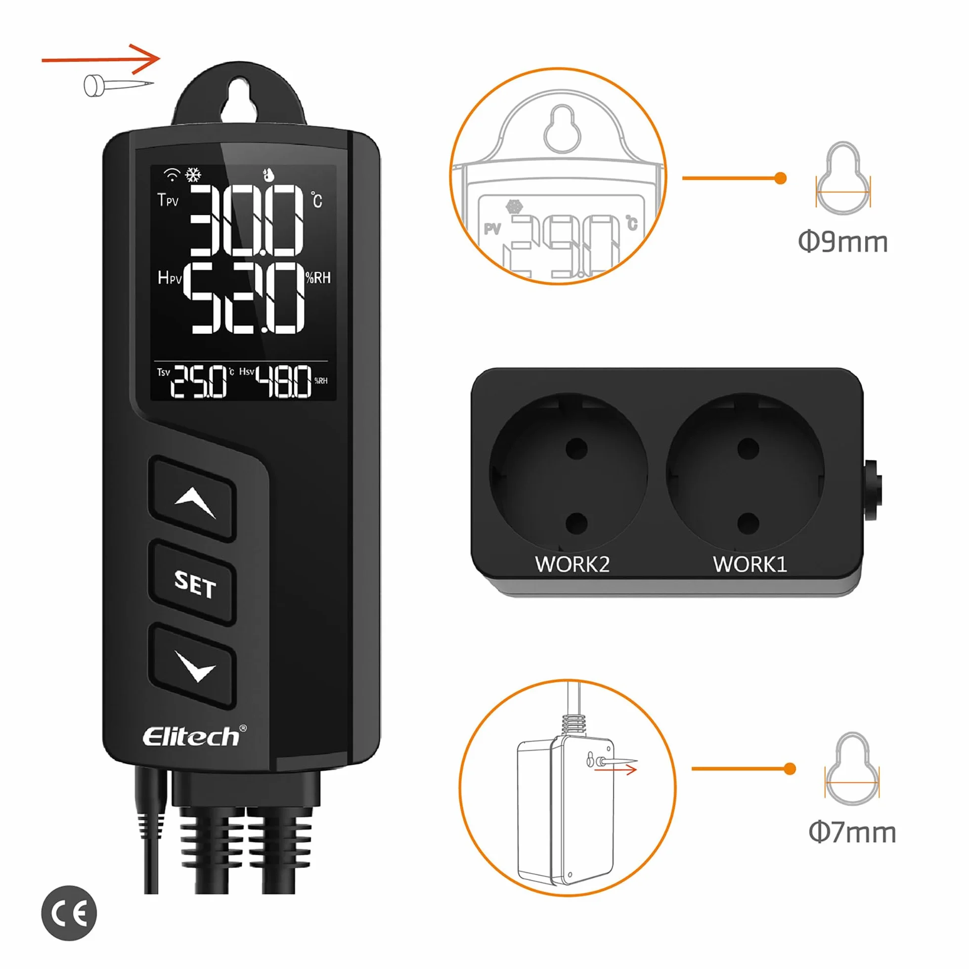 Elitech STC-1000PROTH WIFI Cyfrowy regulator temperatury i wilgotności Termostat 110V 10A 1200W