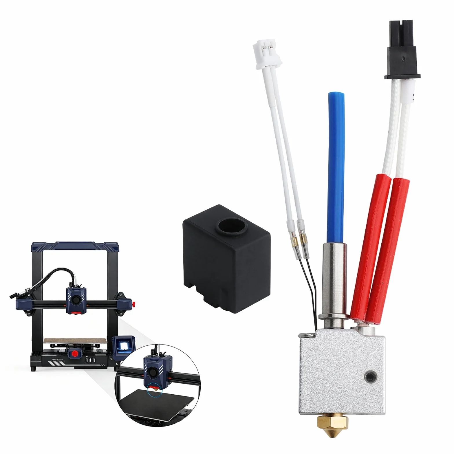 Kobra 2 Hotend 24 V 60 W zestaw zamienny do wytłaczarki kompatybilny z Kobra 2 Pro, Kobra 2 Neo, V5