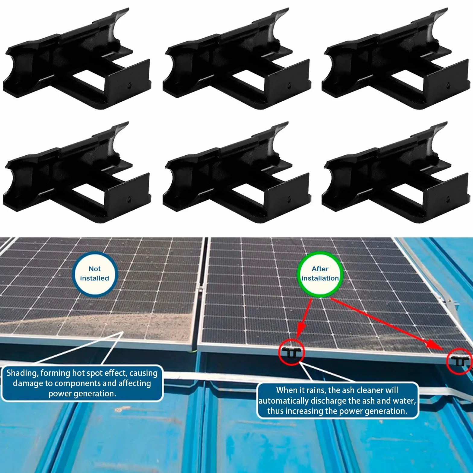 Klipsy do modułu solarnego 30 mm, odpływ wody, panel słoneczny, tworzywo sztuczne, PV, blacha trapezowa