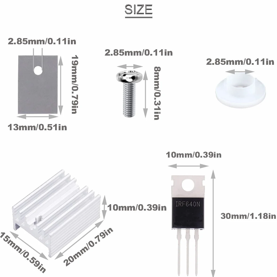 IRF640 IRF640N Mosfet Tranzystor 18A 200V IRF640NPBF N-Channel Power MOSFET TO-220AB 3Pin z chłodnicą śrubową Podkładka silikonowa