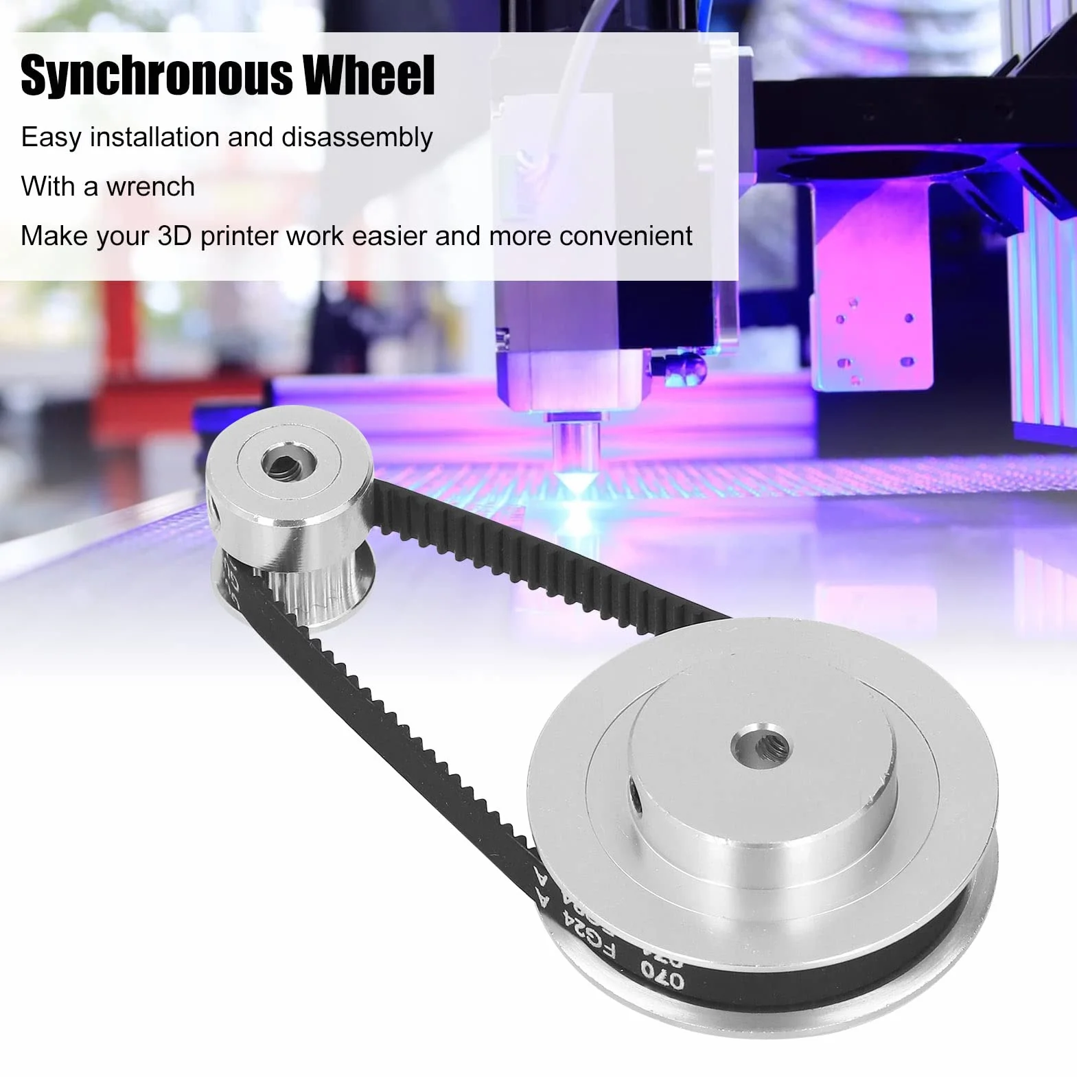 2-pakowe Koło Synchroniczne - Elastyczny, Zamknięty Pasek Rozrządu 20T 60T, Koło Rozrządu ze Stopu Aluminium Długość 200mm, Szerokość 6mm(Otwór 5mm/0.2in)