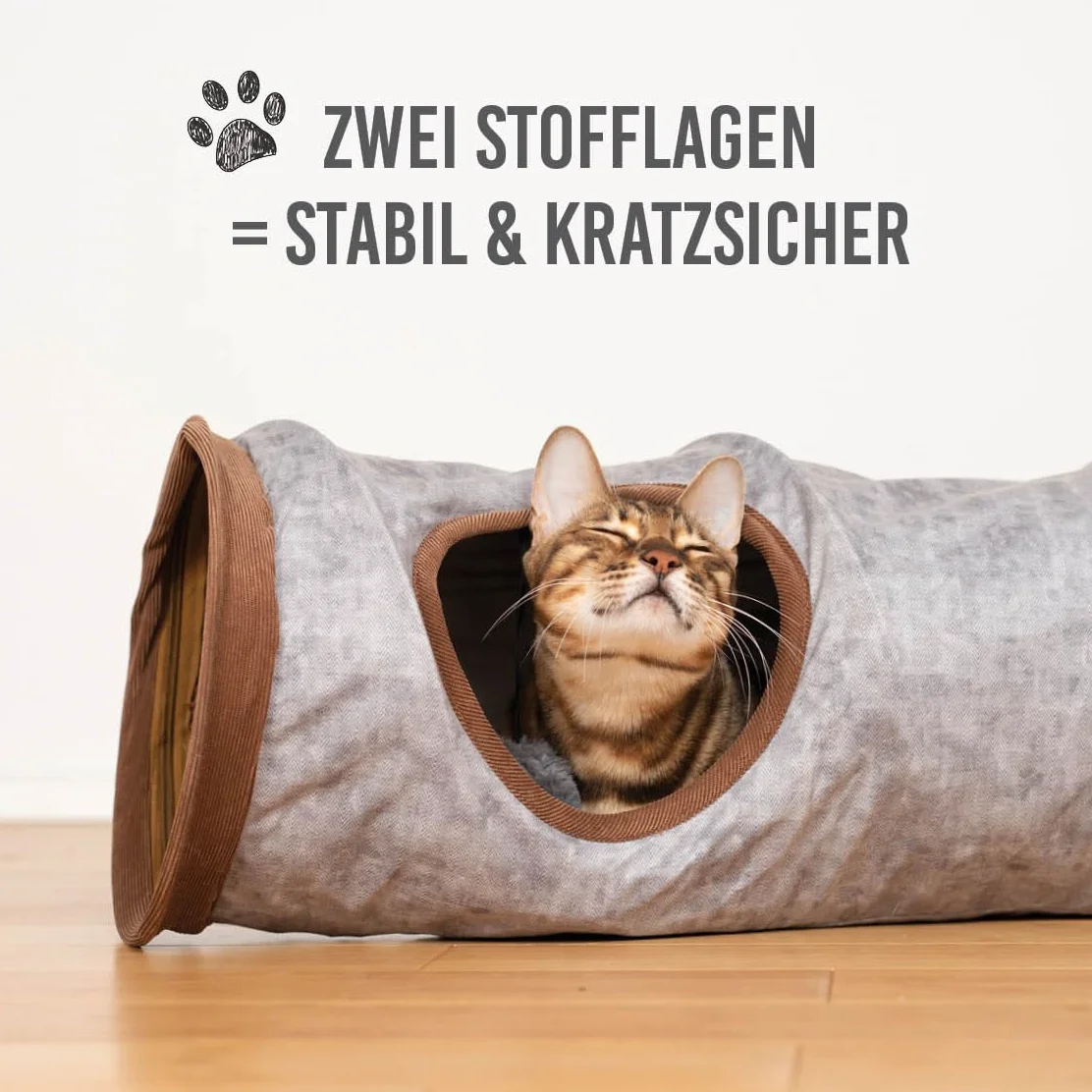 Tunel dla kota klasy premium, 120 x 24 cm, 3 dzwonki i piłeczki do zabawy, składany tunel do zabawy dla kotów, tunel do szelek, jaskinia, kot, szary, królik, XXL