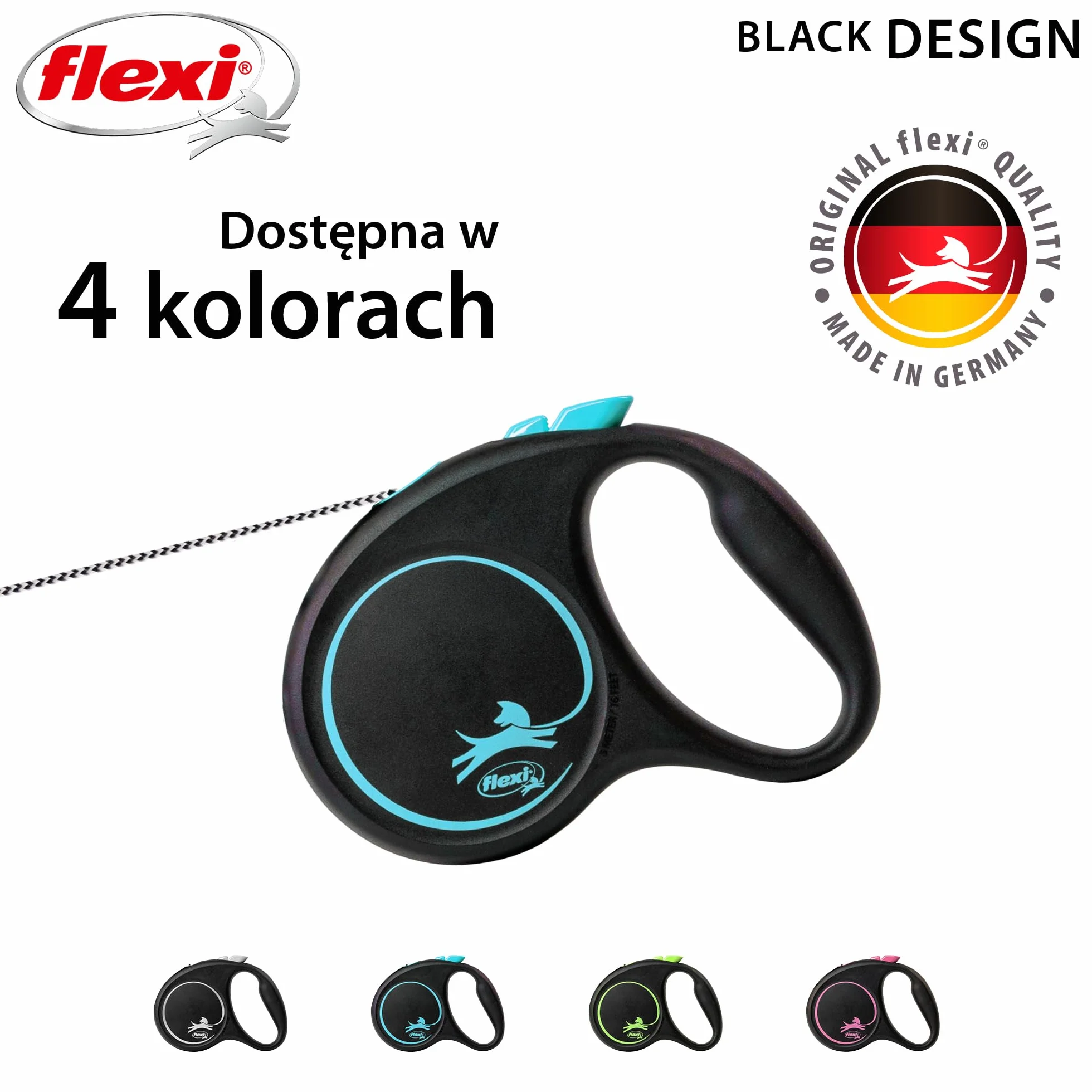 flexi smycz automatyczna Black Desing linka S 5m niebieska