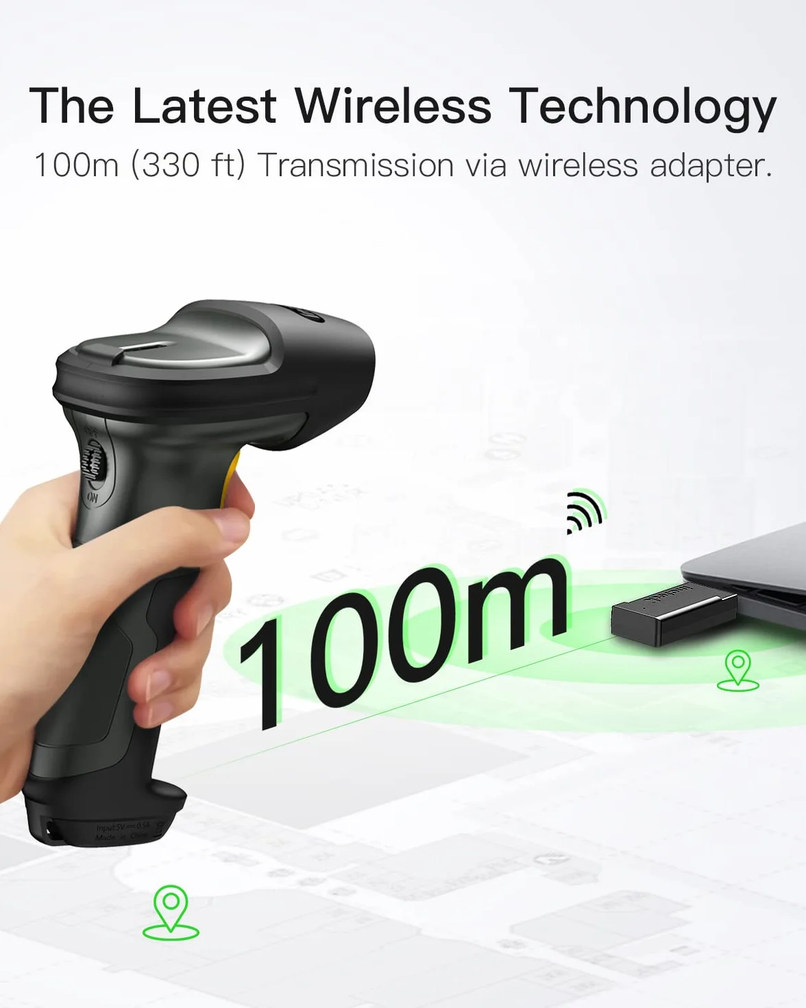 Inateck Bezprzewodowy skaner kodów kreskowych 1D Bluetooth 400 m 2600 mAh Pro 7