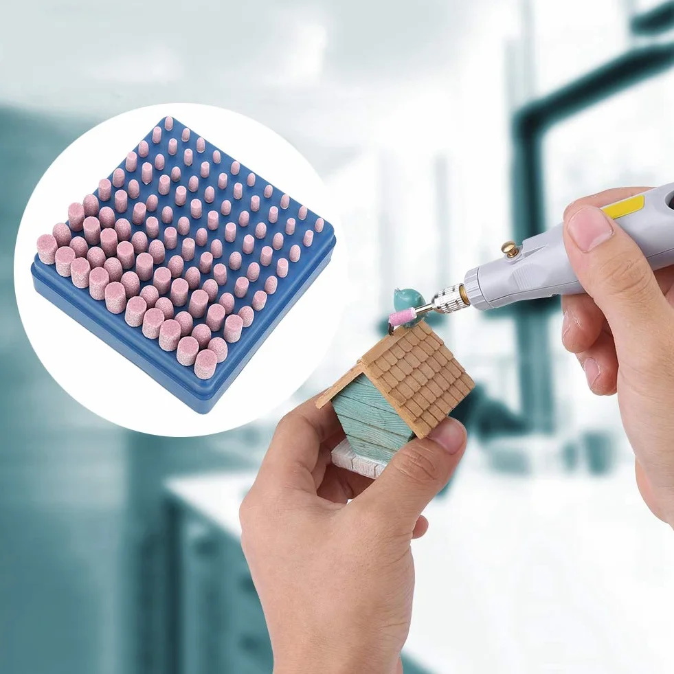 100 Sztuk Głowica Szlifierska, 80-Ziarnistość Różowa Funsed Alumina Pa Tarcza Polerska Ścierne Narzędzie Do Kamienia Ściernego 4-10mm Elektryczny Kamień Polerski, Do Jadeitowego Drewna Metalowego