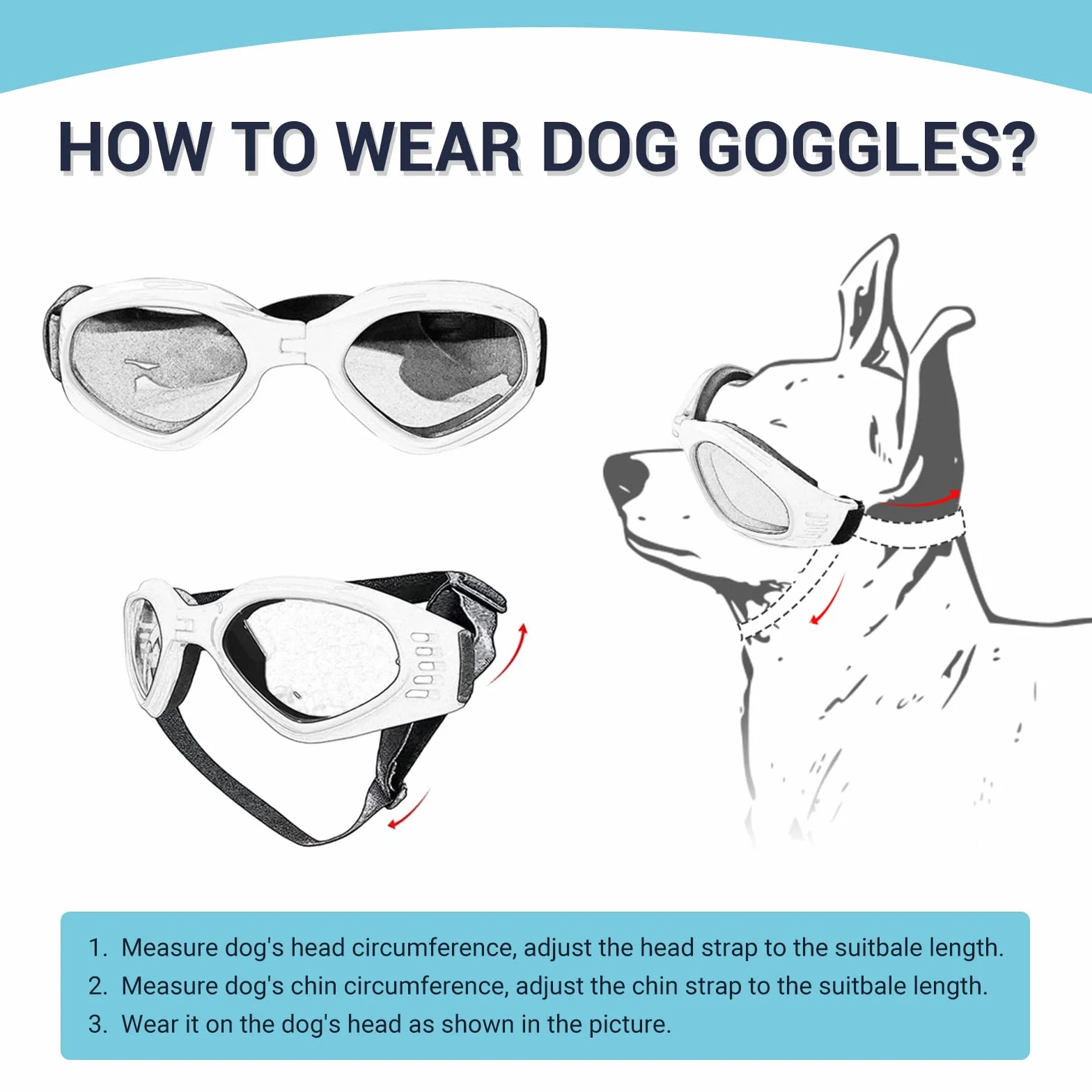 Pet Leso® gogle dla psów stylowe okulary przeciwsłoneczne dla szczeniąt ochrona przed wiatrem psie - czarne