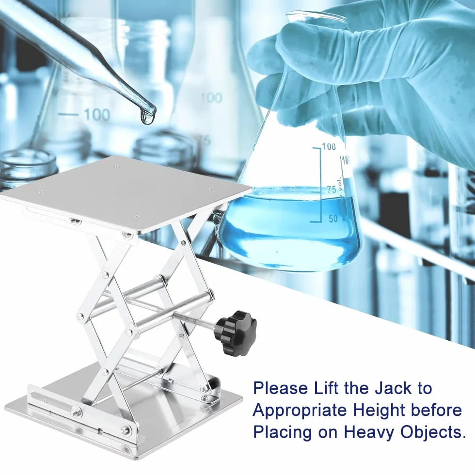 Labasics Stół do podnoszenia nożyczek ze stali nierdzewnej Platforma podnośnika nożycowego Jack Laboratoryjny, podnośnik nożyczek do użytku laboratoryjnego (300 x 300 mm, srebrny)