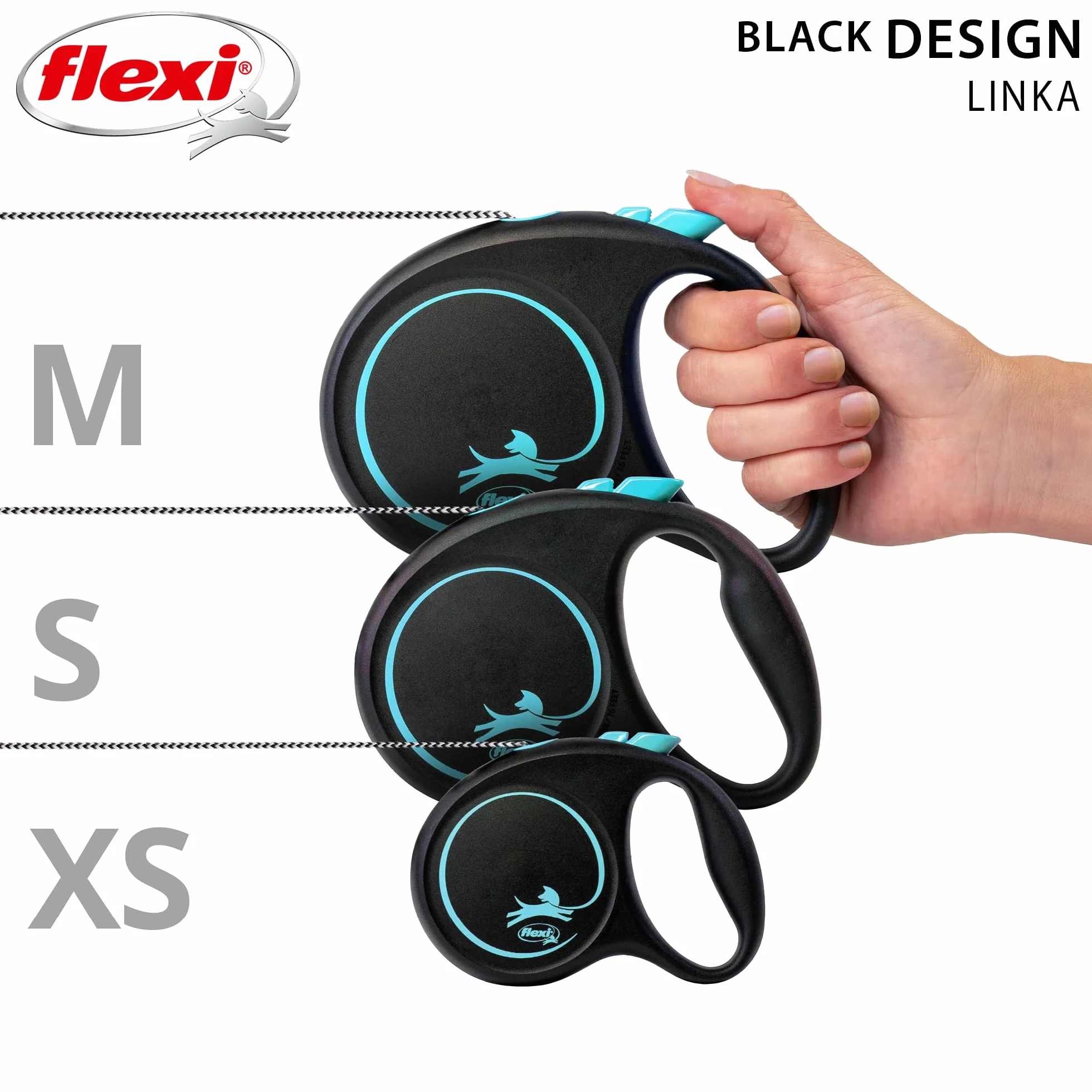 flexi smycz automatyczna Black Desing linka S 5m niebieska