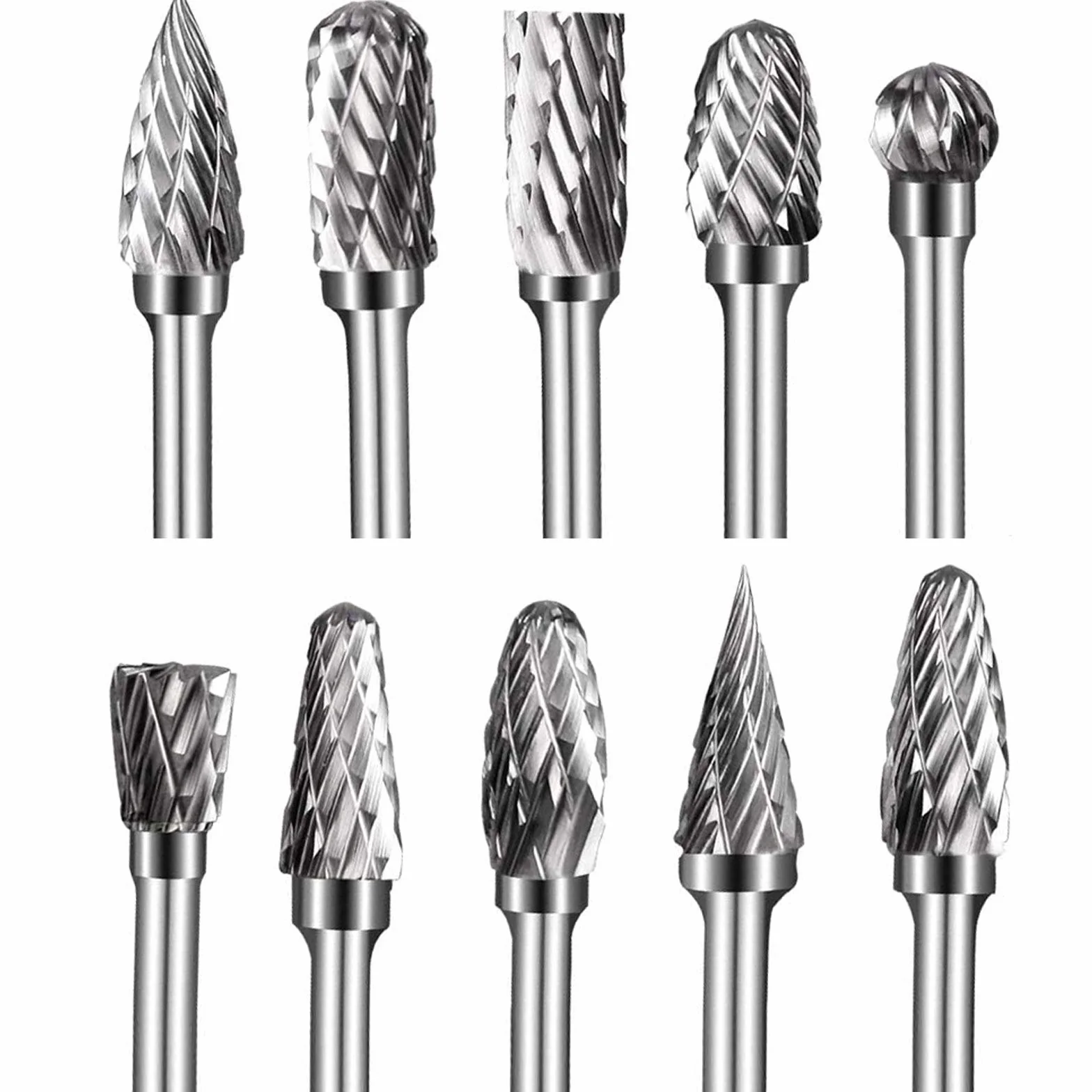 Frezy z węglika wolframu podwójne cięcie 10 sztuk 1/8" 6 mm do rzeźbienia drewna polerowania metalu