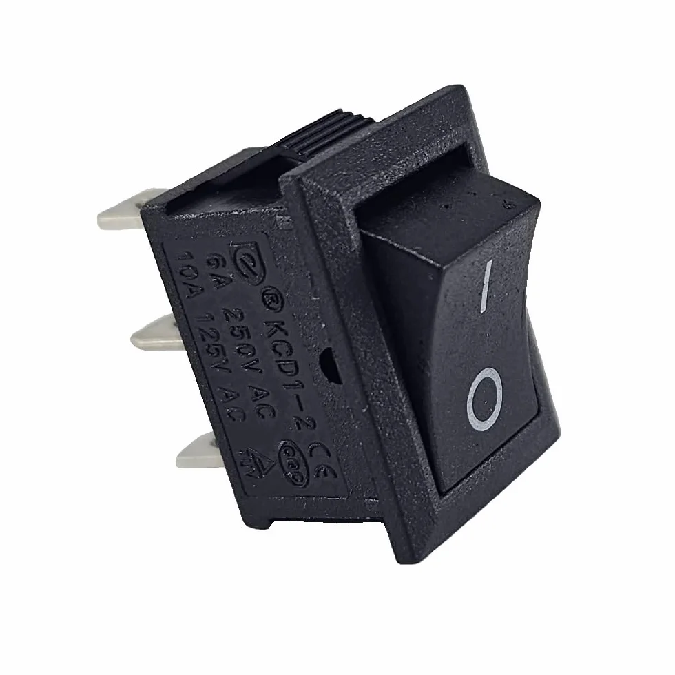 Mini przełącznik kołyskowy KCD1 19x13 mm 250V 6A 125V 10A AC 12V 20A DC czarny 2-biegunowy
