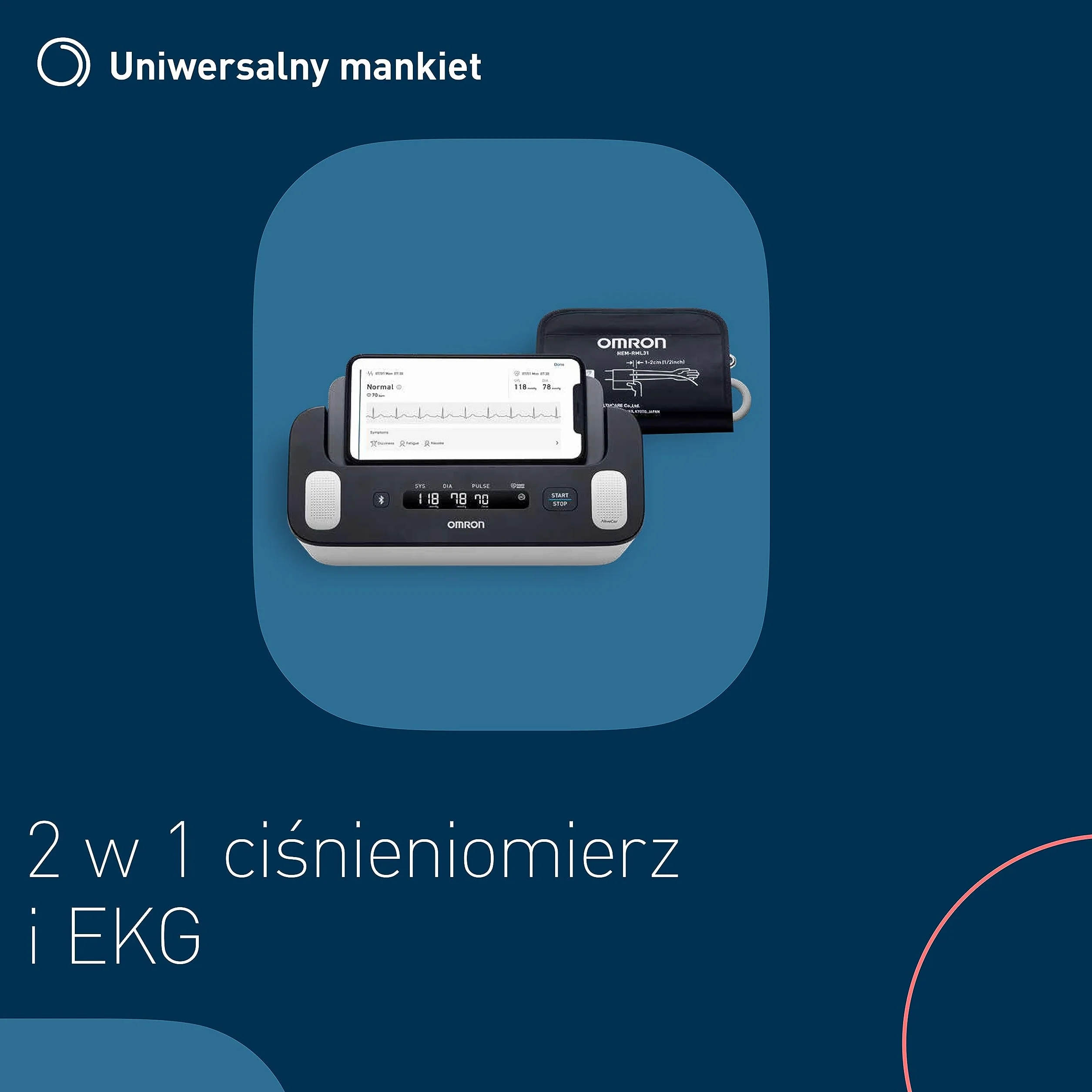 OMRON Complete smart ciśnieniomierz EKG do pomiaru ciśnienia krwi i kontroli AFib