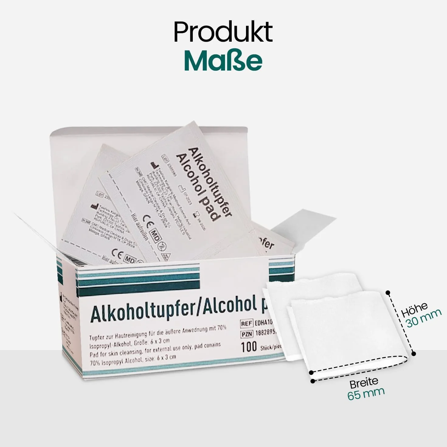 Waciki nasączone alkoholem 70% izopropylowym 200 sztuk, pakowane pojedynczo