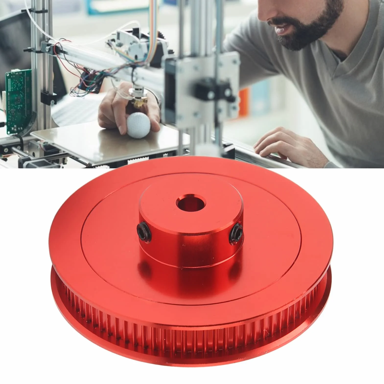 Koło Pasowe 80T dla Drukarek 3D i Maszyn CNC, Rolka Pasa Szerokość 6 mm, Odporny Materiał na Pasek Rozrządowy, Czerwony