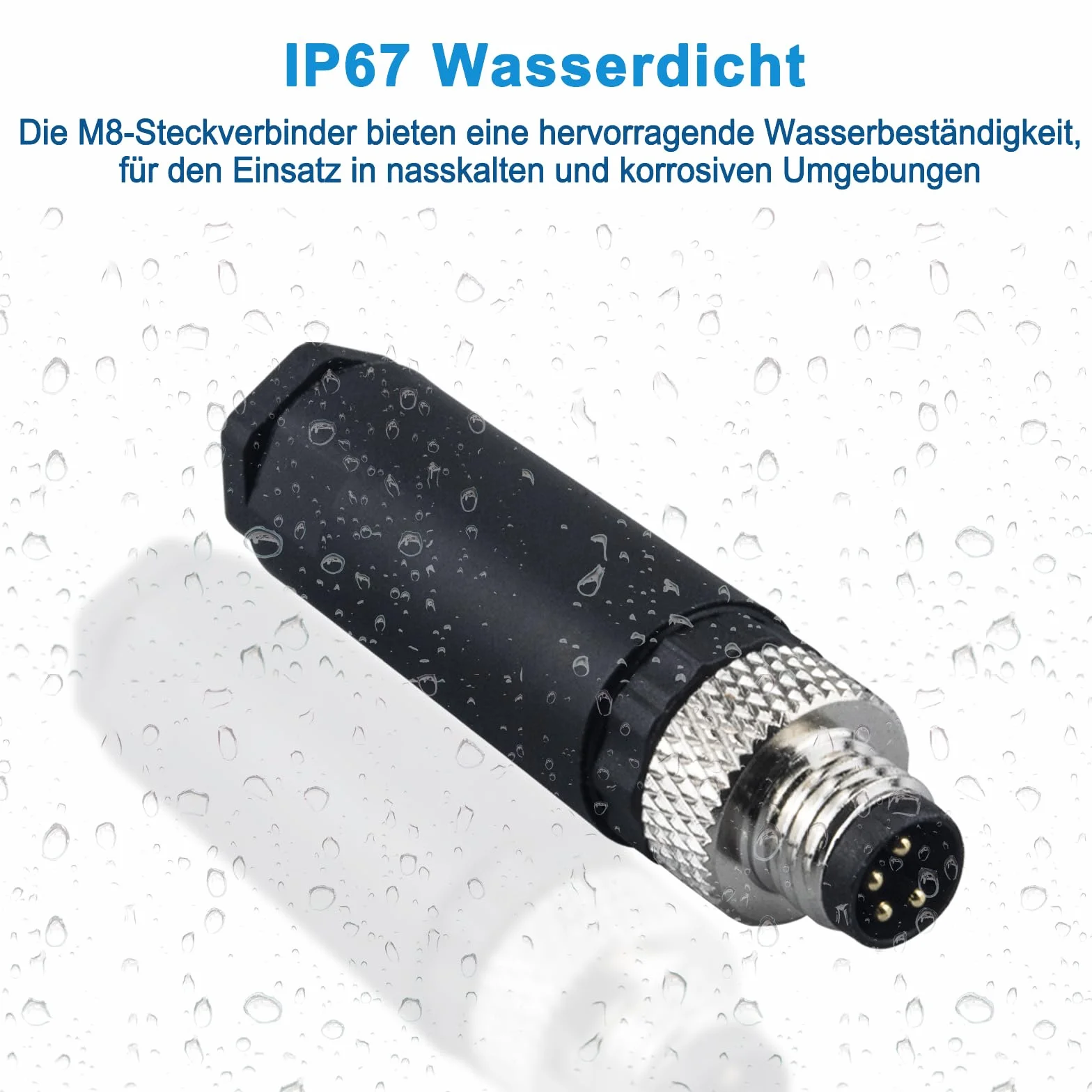 Wtyczka M8 4 Pin męska, Lonlonty 8 mm Aviation Panel Connector okrągłe złącze wtykowe adapter wtyczka kod A zabezpieczenie gwintu czujnik przemysłowy wodoszczelny IP67 zastosowanie zewnętrzne