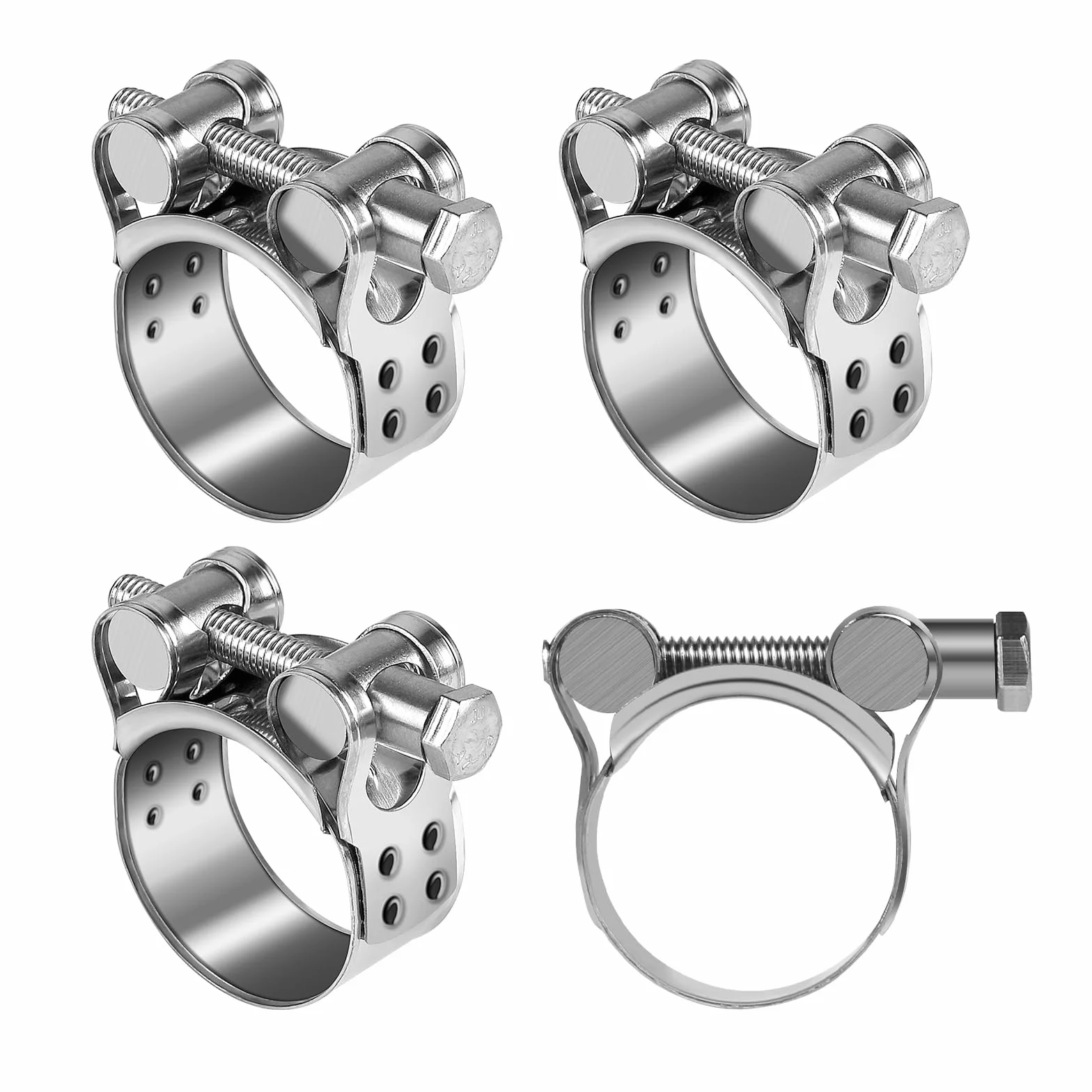 EFUTURETIME 4 szt. Opaski zaciskowe ze stali nierdzewnej 29-31 mm, szerokość 20 mm, metalowa klamra z łbem sześciokątnym do rury wydechowej motocykla, rur i rur