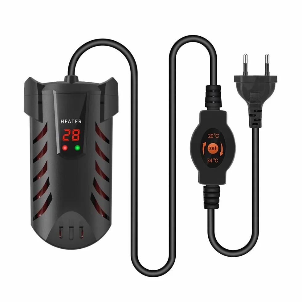 Miniaturowa grzałka do akwarium, 25 W/50 W/100 W/200 W, grzałka zanurzeniowa do akwariów, regulowana inteligentna grzałka do akwariów z cyfrowym wyświetlaczem LED do akwariów o pojemności 1–120 l