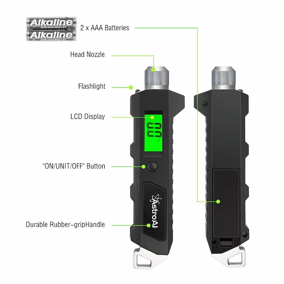 Manometr Do Pomiaru Ci?nienia W Oponach - Elektroniczny Manometr Ci?nienia W Opónach,Wy?wietlacz Pod?wietlany Antypo?lizgowy Chwyt 16 do Roweru Samochodu Ci? ?arówki Naprawa Konserwacja