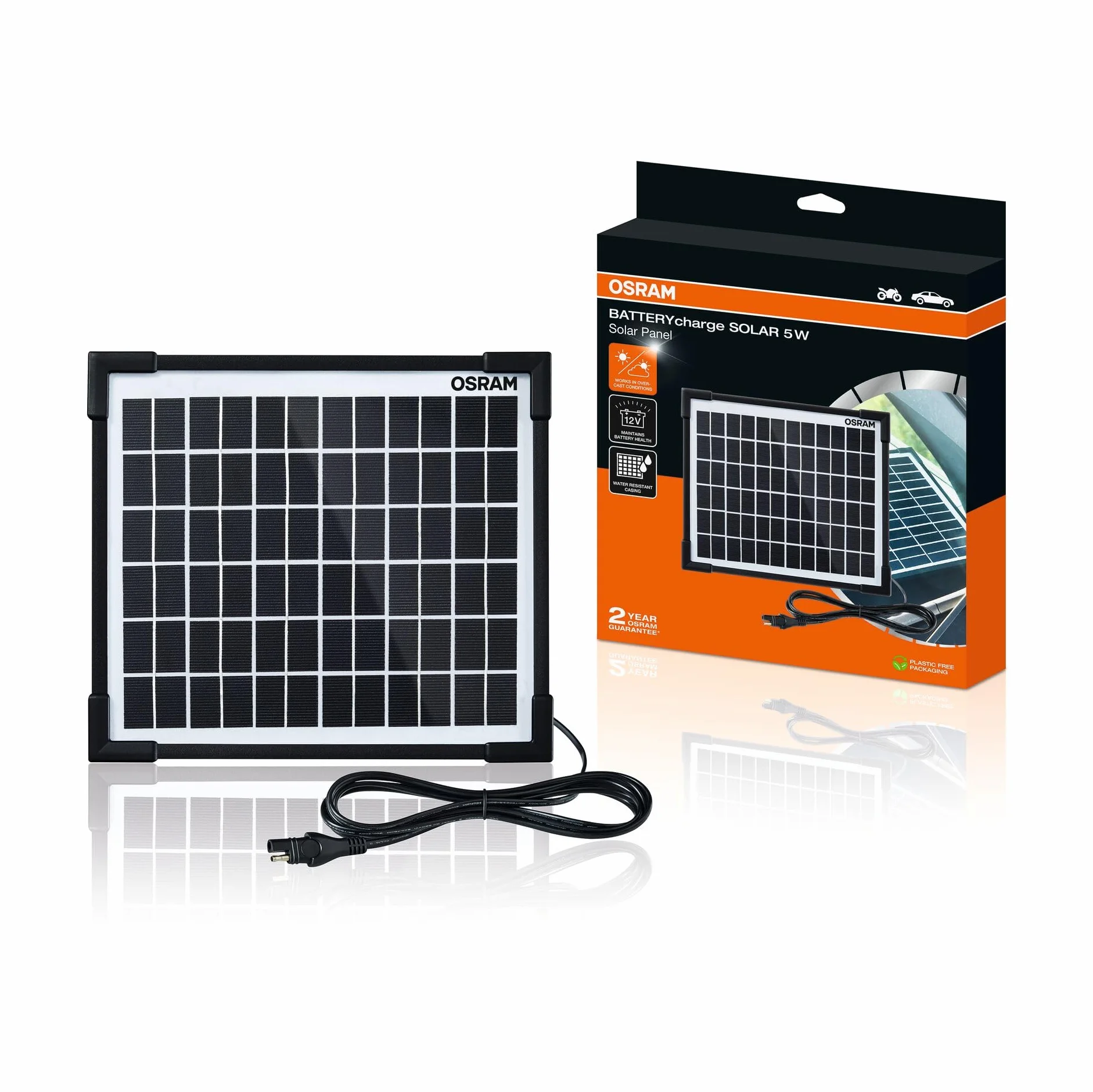 OSRAM BATTERYcharge SOLAR 5W solarna jednostka konserwacyjna ładowanie akumulatora 12V wodoodporny panel słoneczny