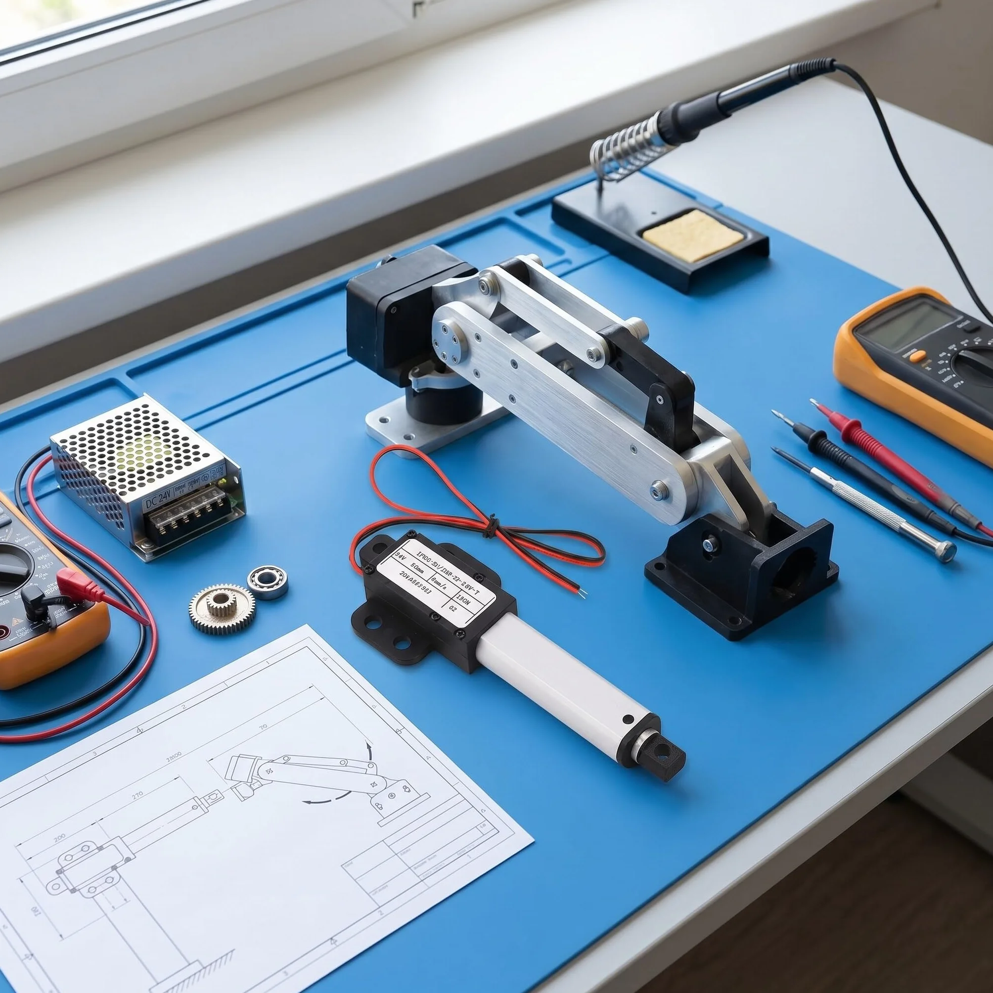 Elektryczny Siłownik Liniowy DC 24 V, Siłownik Liniowy prędkość Silnika 4 Mm/s 150N IPX4 50 Mm Skoku do Elektrycznych Drzwi Maszyn Przemysłowych