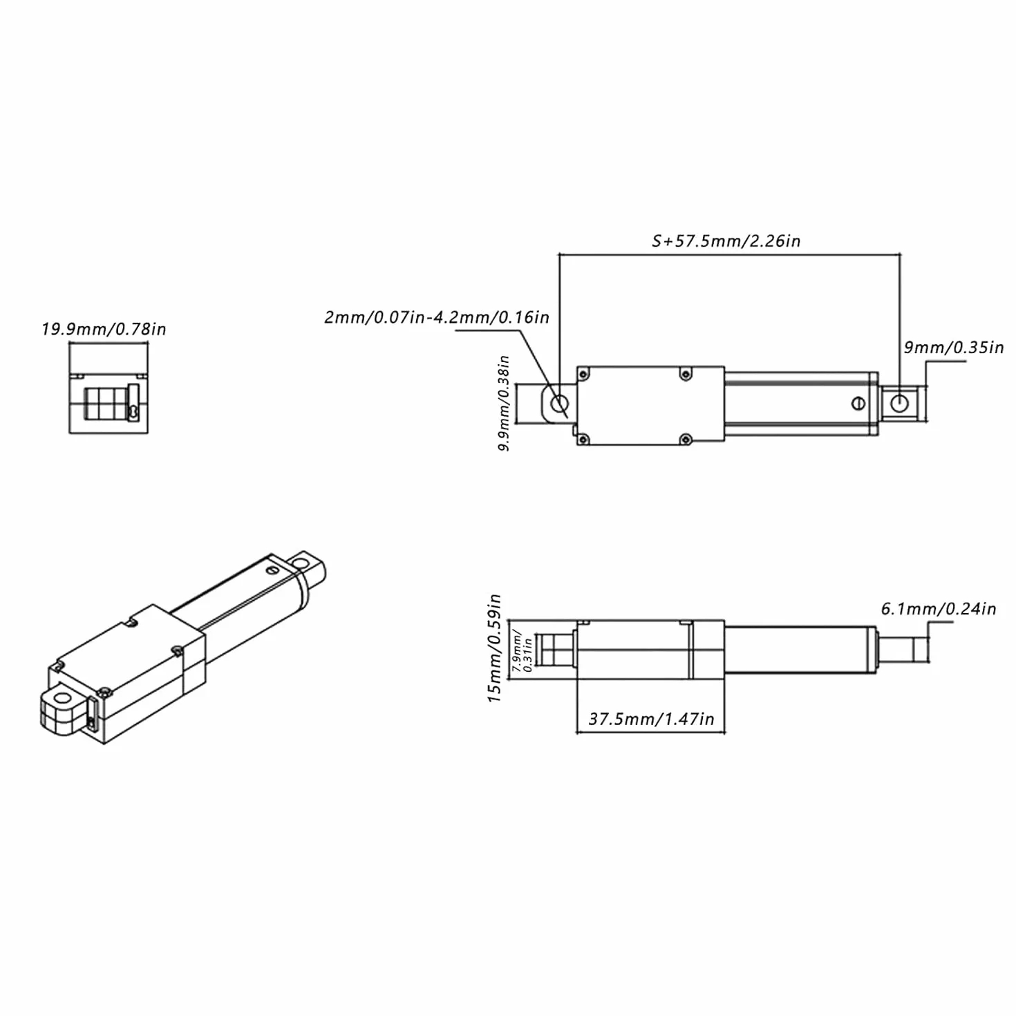 Siłownik Liniowy Mini 12V DC 30mm Elektryczny Siłownik Ruchu Liniowego Ochrona Przed Zwarciem śruba Typu T 30mm-15mm/s-50N