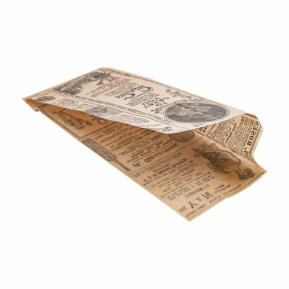 Worek otwarty 2 strony Hot Dog 'Times' 34 g/m² 9 + 3 x 22 cm naturalny pergamin odporny na tłuszcz